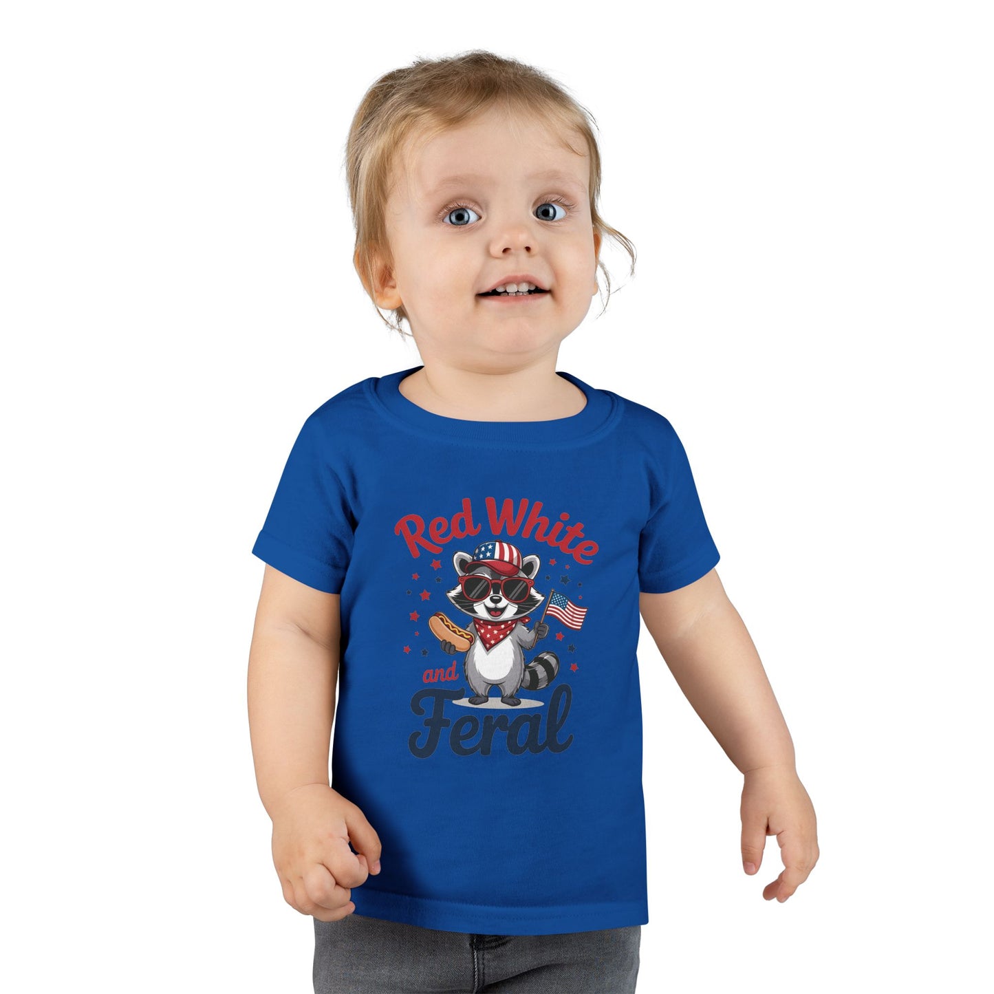 Toddler T-Shirt — "Red White & Feral" Patriotic Raccoon 4th of July Tee