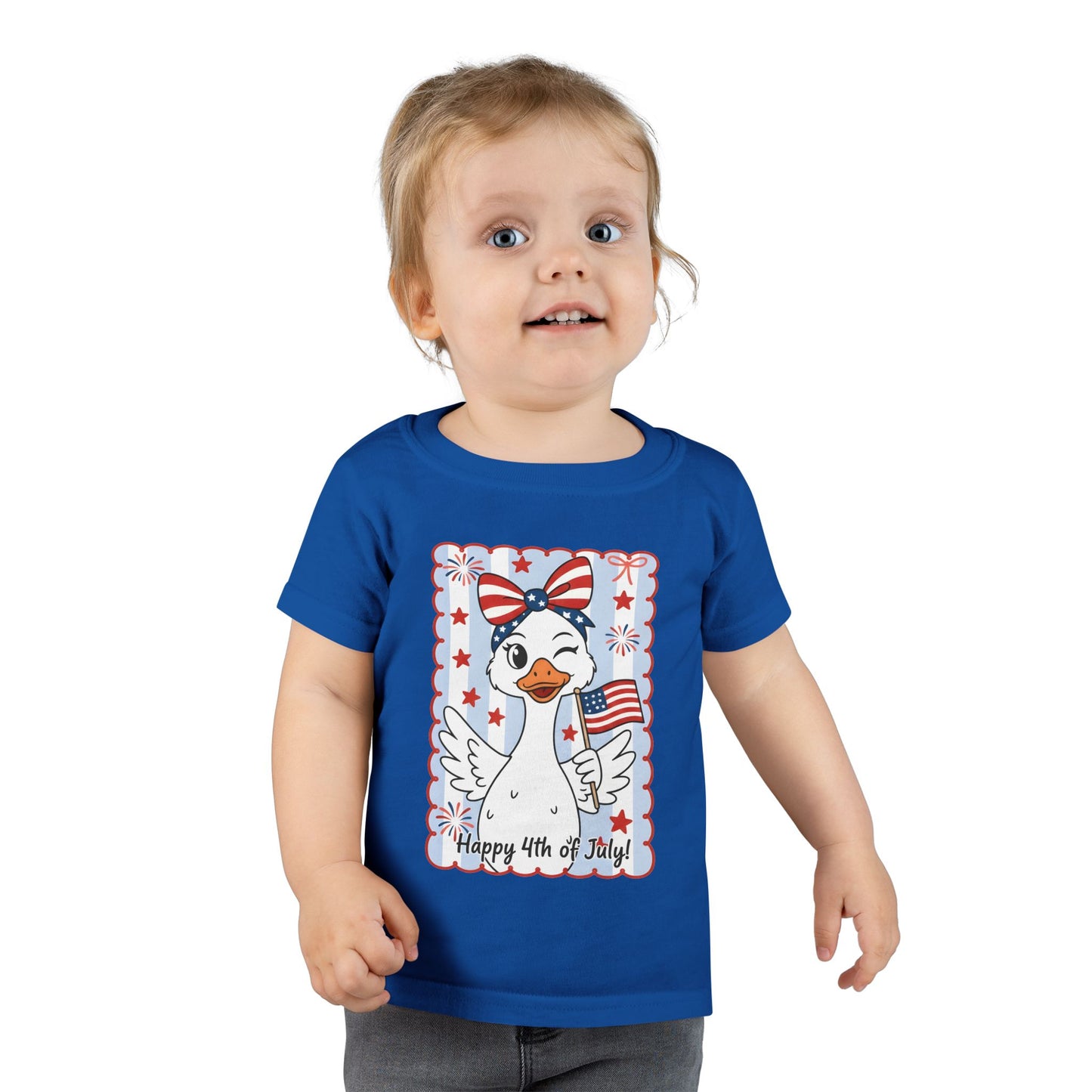 Toddler T-Shirt — Patriotic Duck "Happy 4th of July" Kids Tee