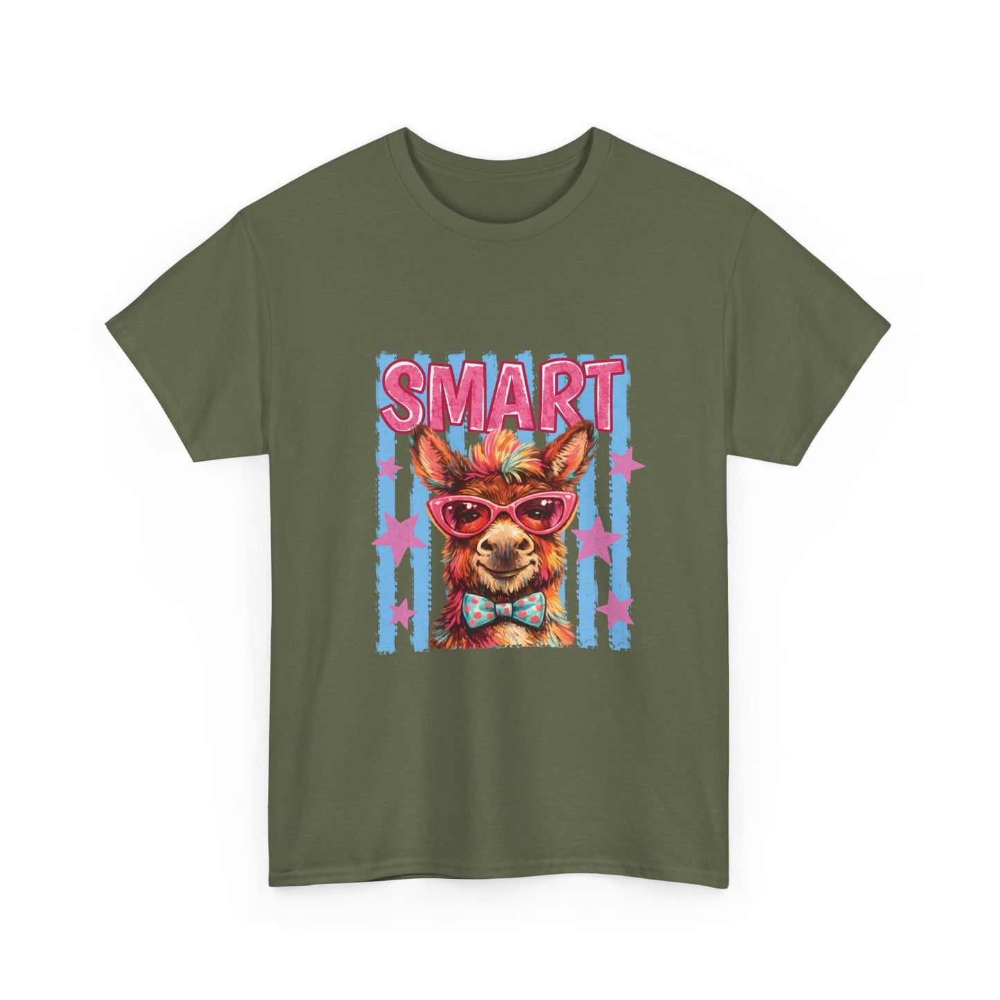 Smart Donkey Graphic Tee - Funny Nerdy Animal T-Shirt with 'SMART' Design