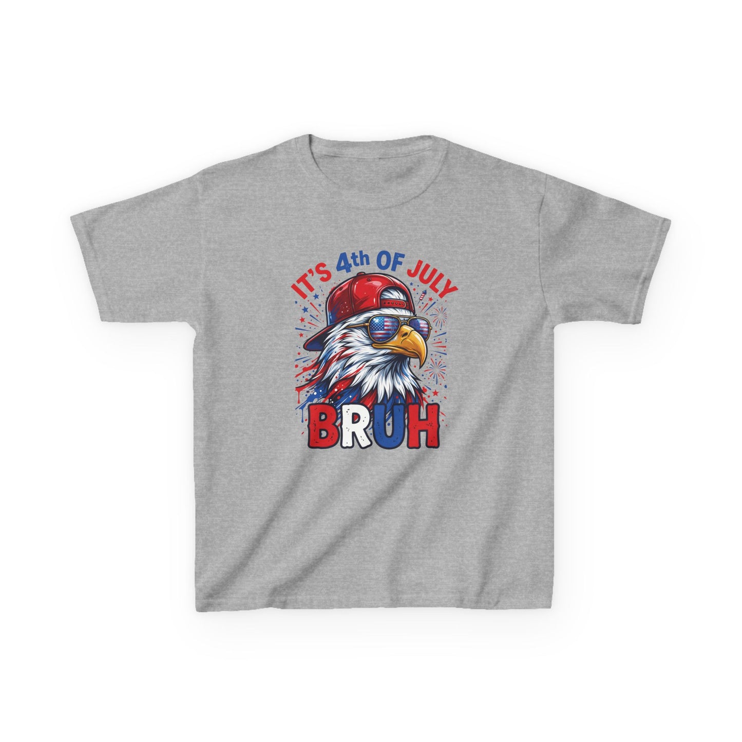 Kids 4th of July T-Shirt – 'It's 4th of July BRUH' Patriotic Eagle Tee