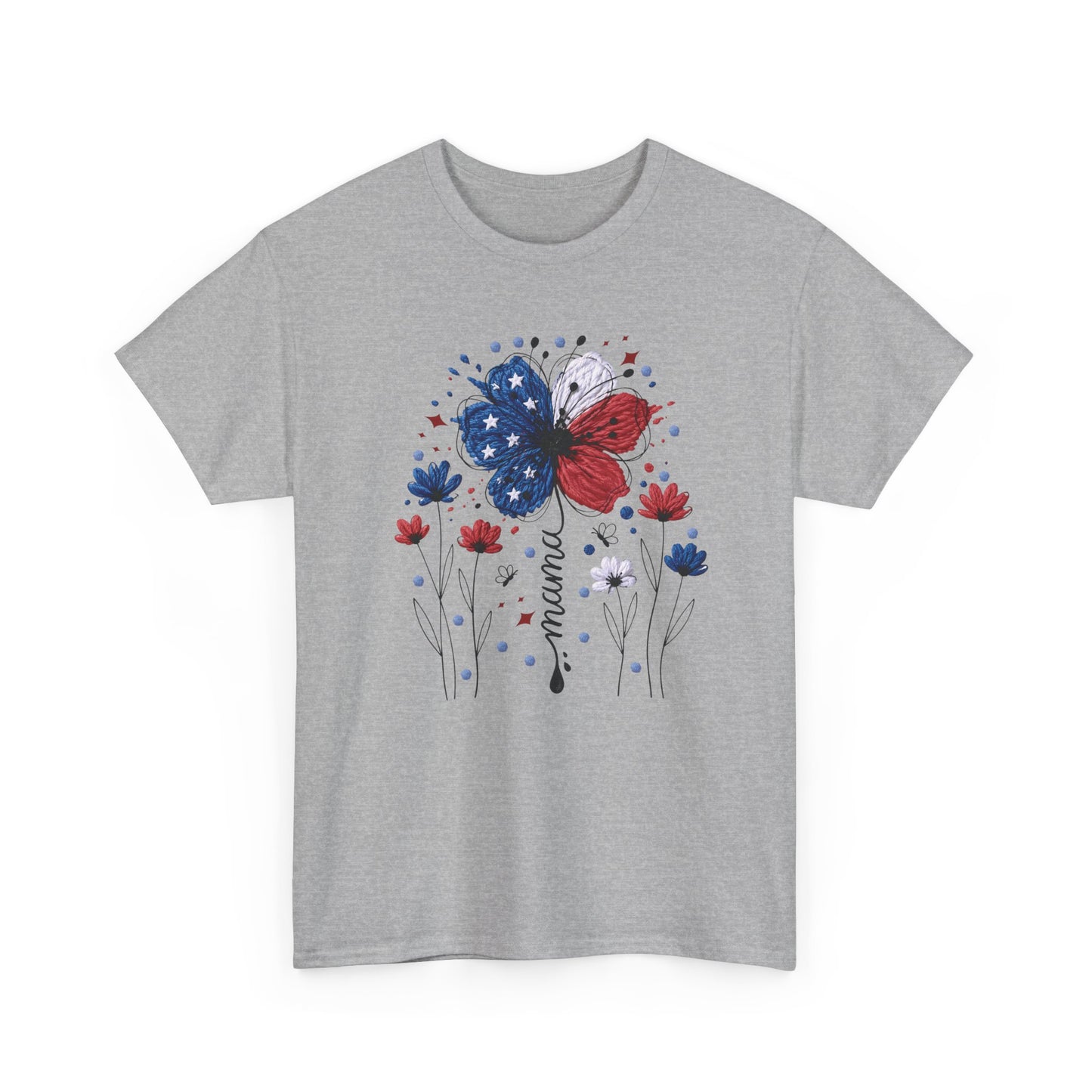Patriotic Butterfly Floral Tee — Red, White & Blue Memorial Day / 4th of July T-Shirt