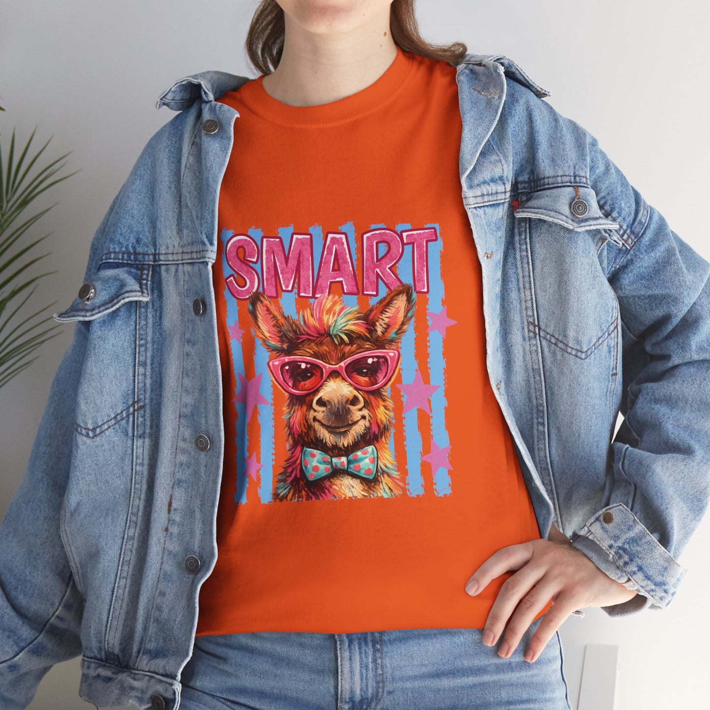 Smart Donkey Graphic Tee - Funny Nerdy Animal T-Shirt with 'SMART' Design