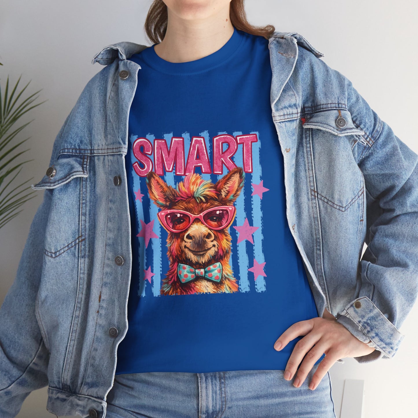 Smart Donkey Graphic Tee - Funny Nerdy Animal T-Shirt with 'SMART' Design