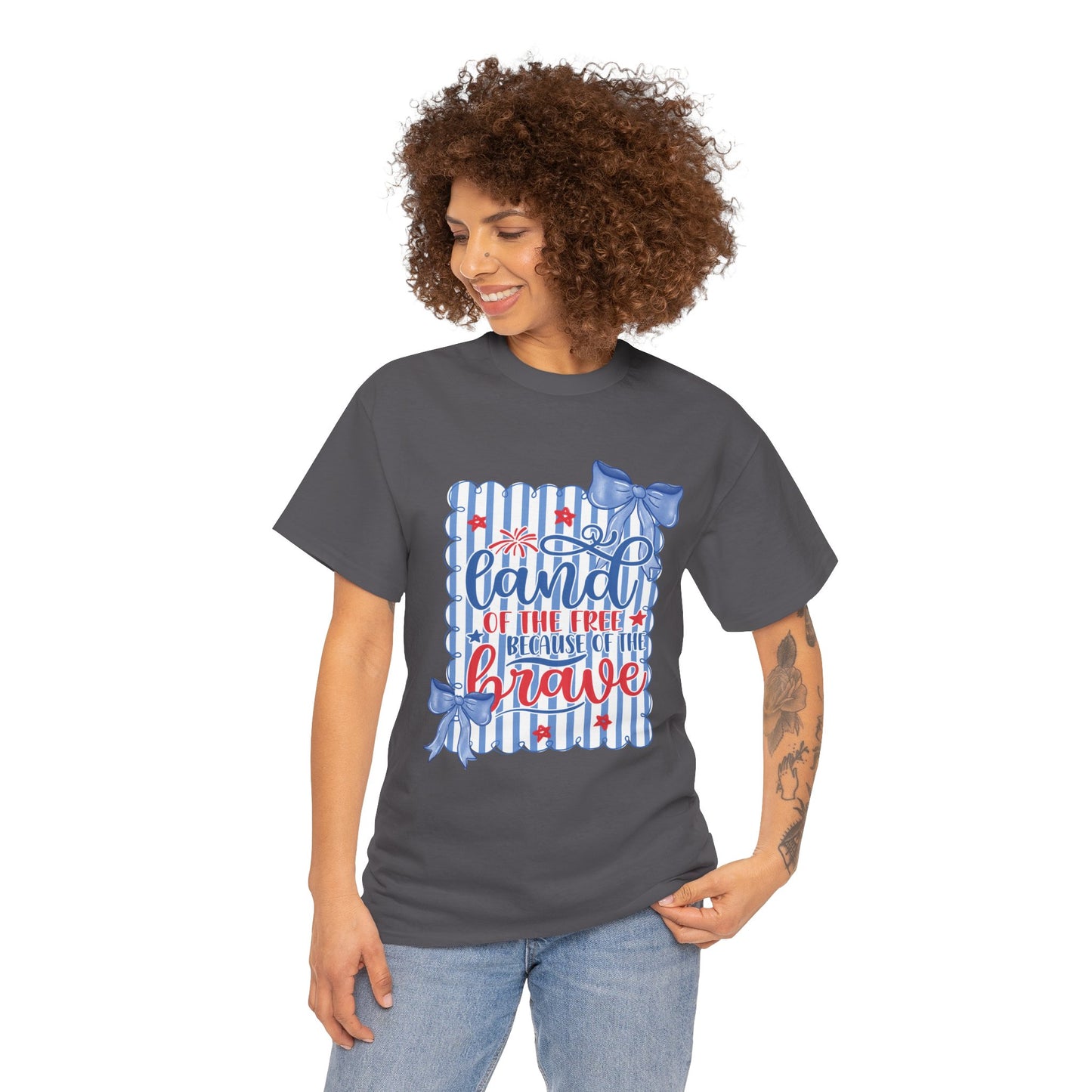 Land of the Free Tee — Patriotic Blue Ribbon Family Shirt