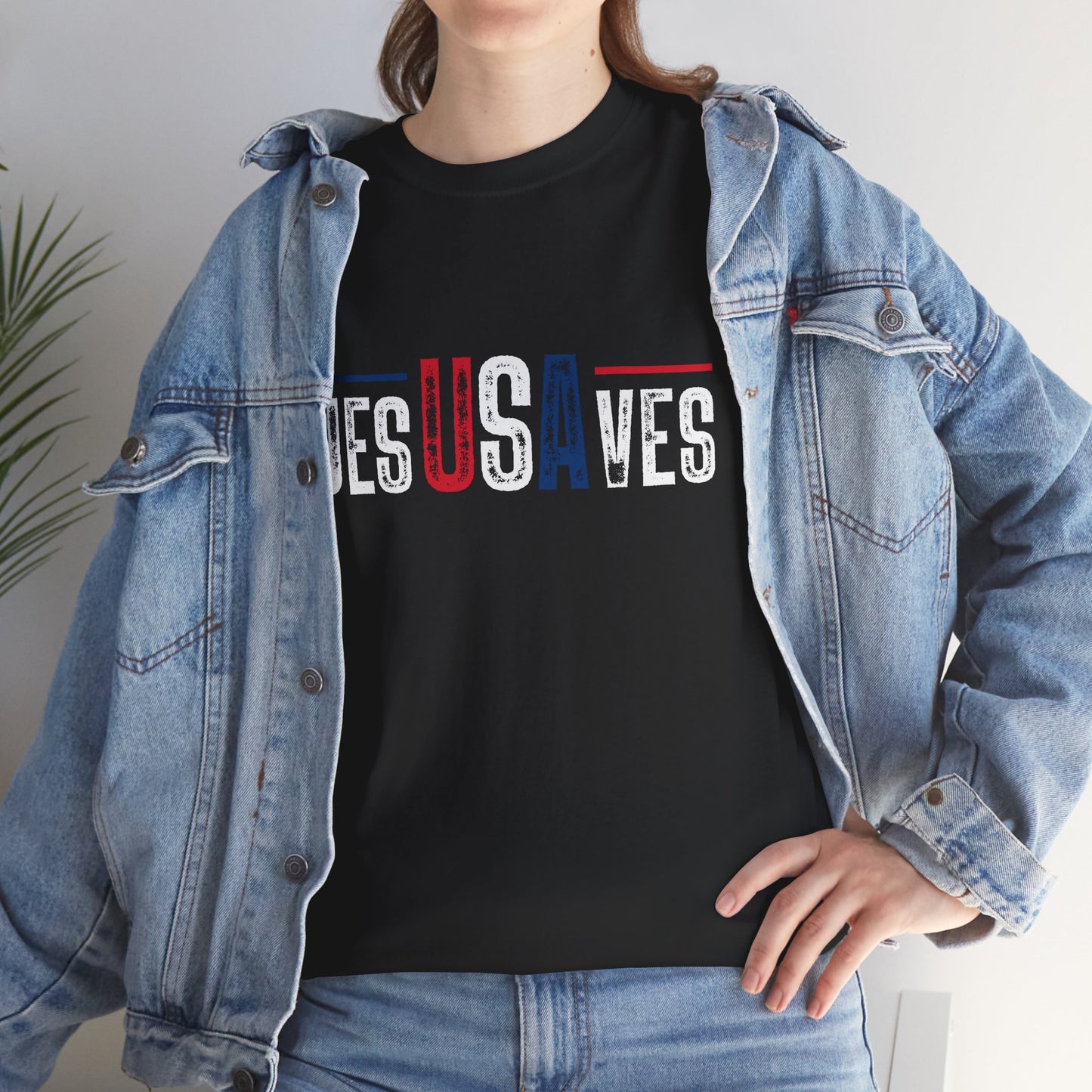 Jesus Saves T-Shirt — Patriotic Red White Blue Christian Tee
