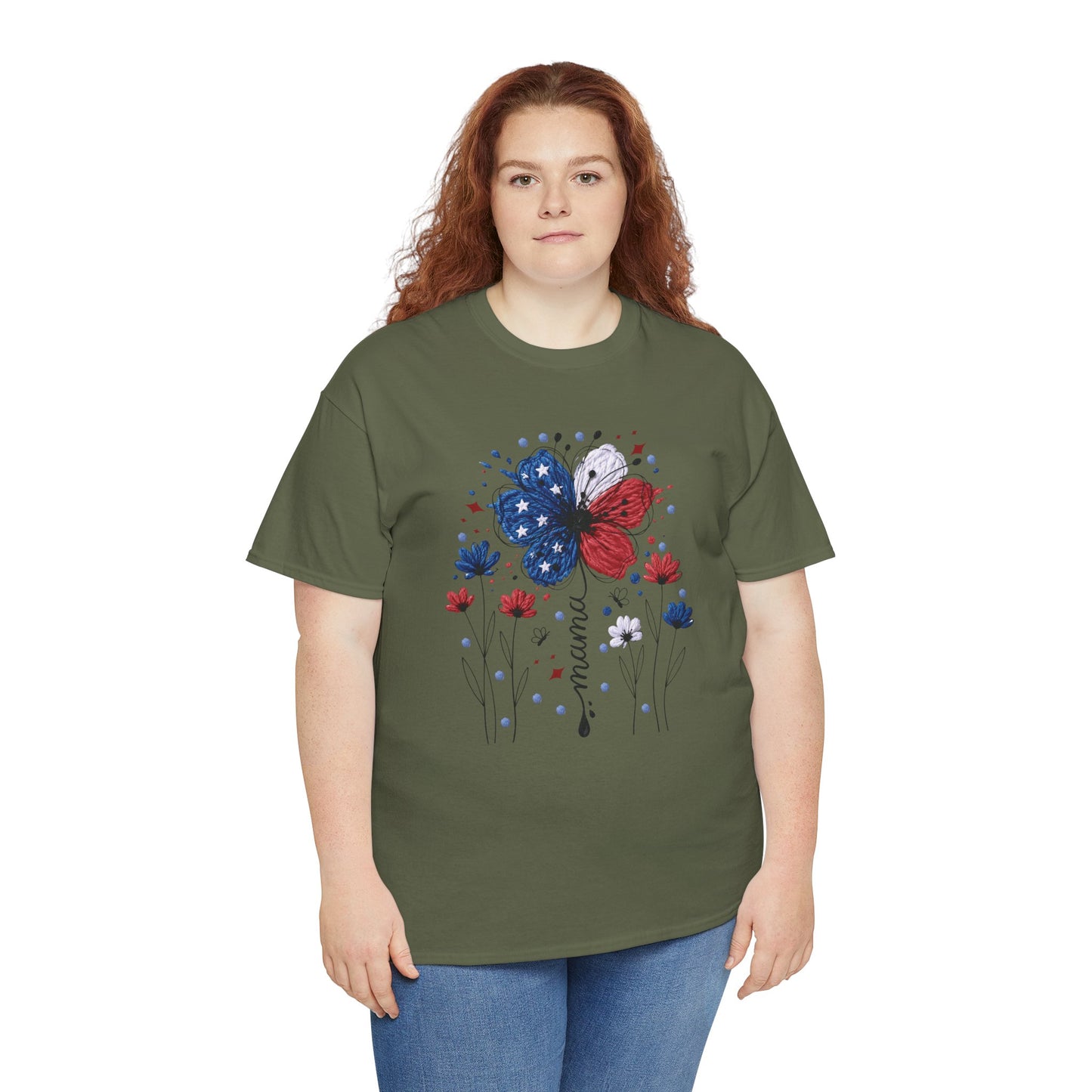 Patriotic Butterfly Floral Tee — Red, White & Blue Memorial Day / 4th of July T-Shirt