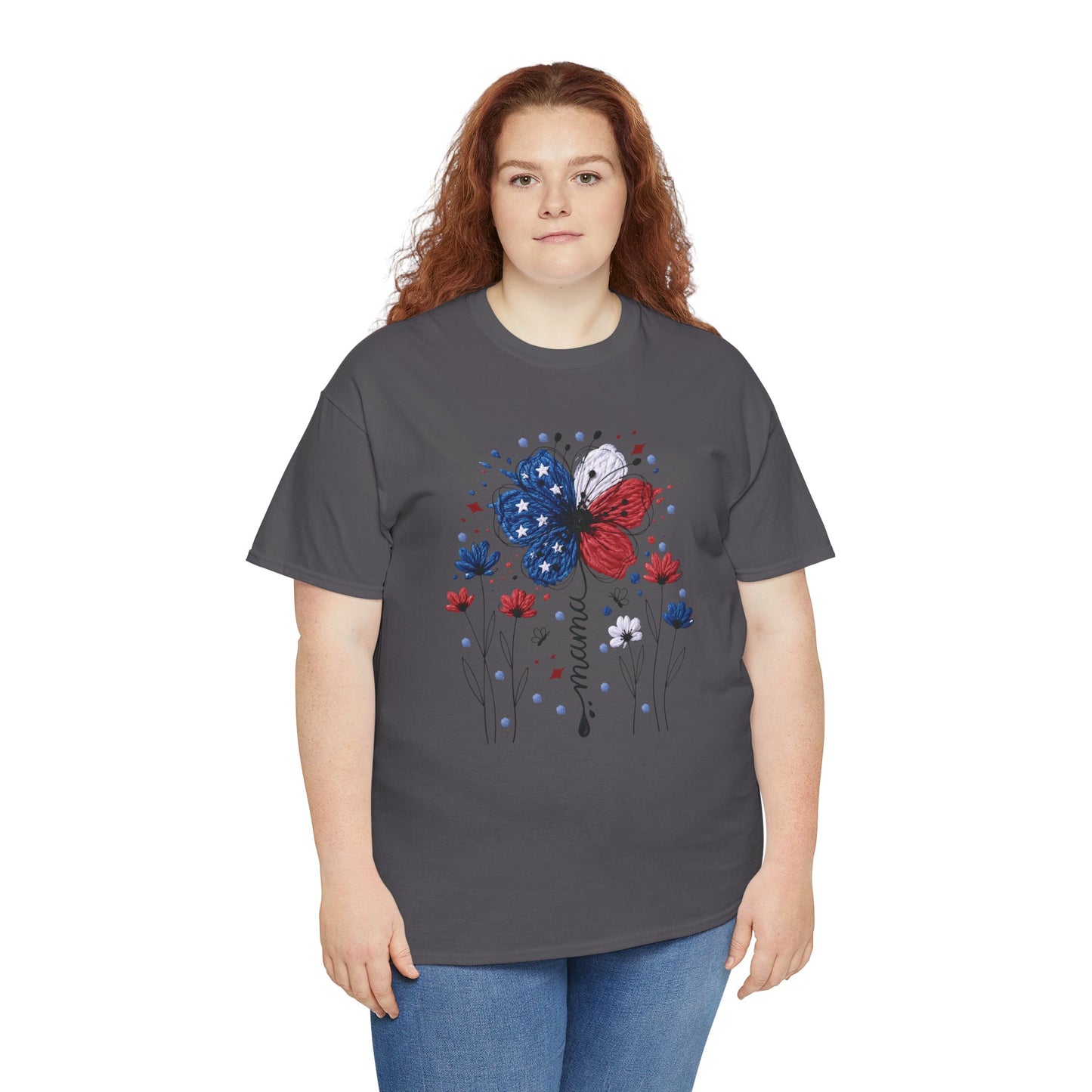 Patriotic Butterfly Floral Tee — Red, White & Blue Memorial Day / 4th of July T-Shirt