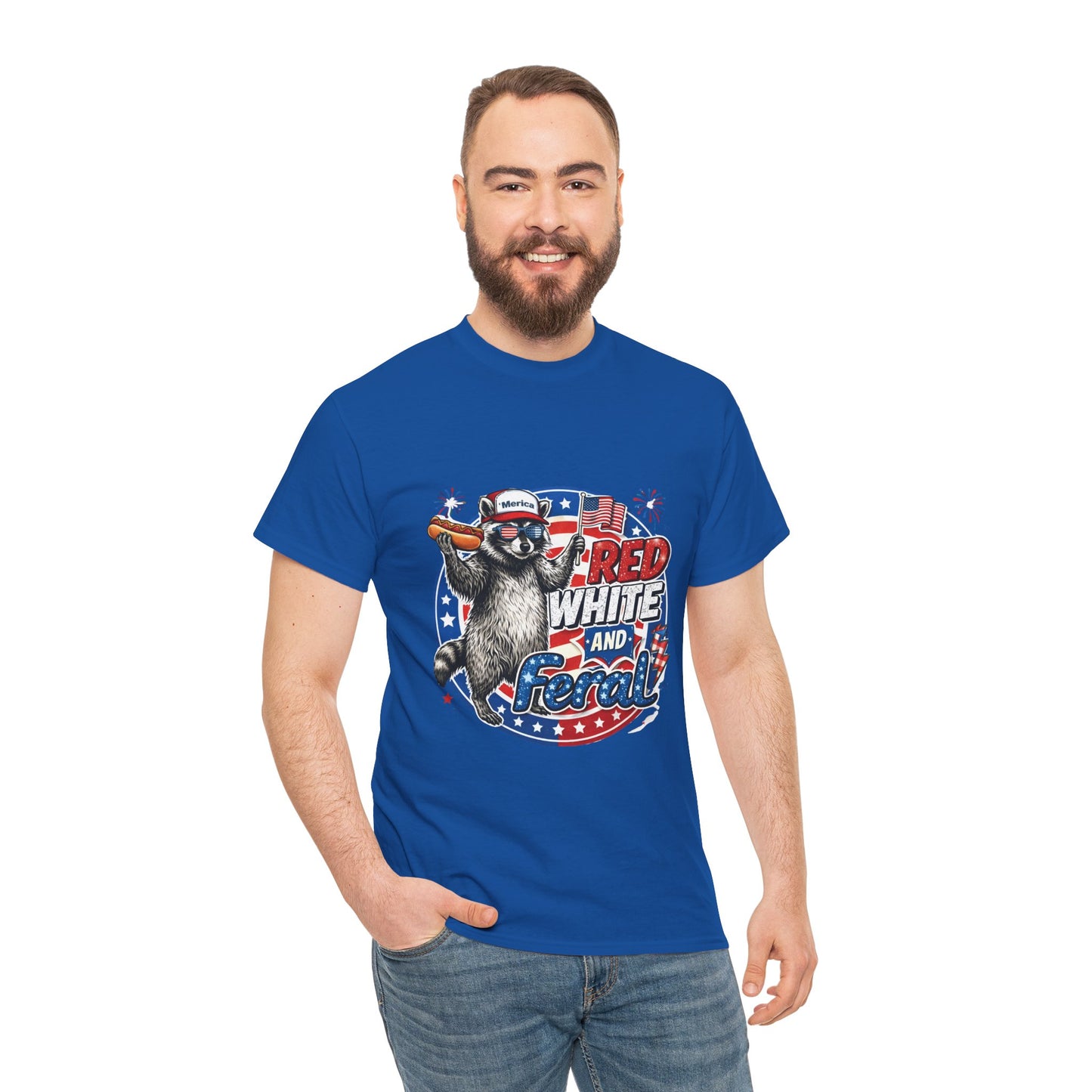 "Red White and Feral" Patriotic Raccoon Tee