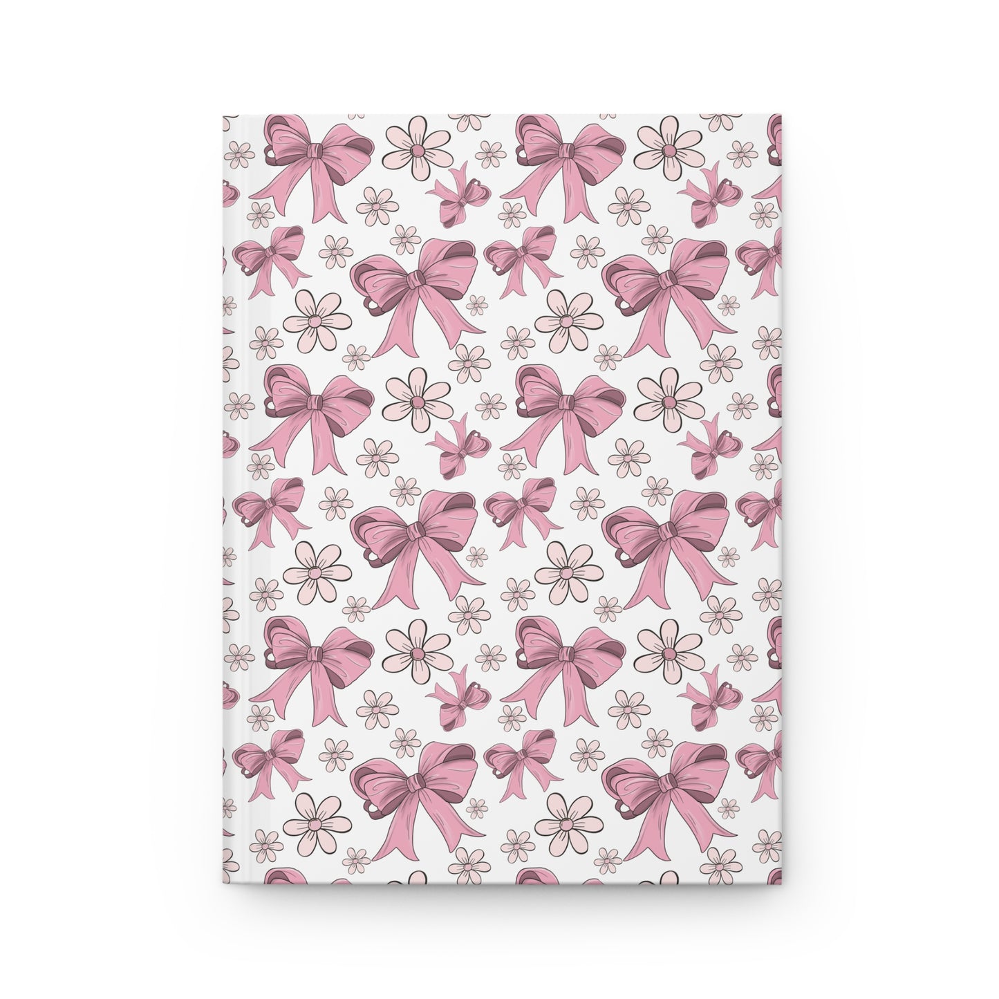 Pink Bow and Daisies Hardcover Journal | Floral Ribbon Pattern