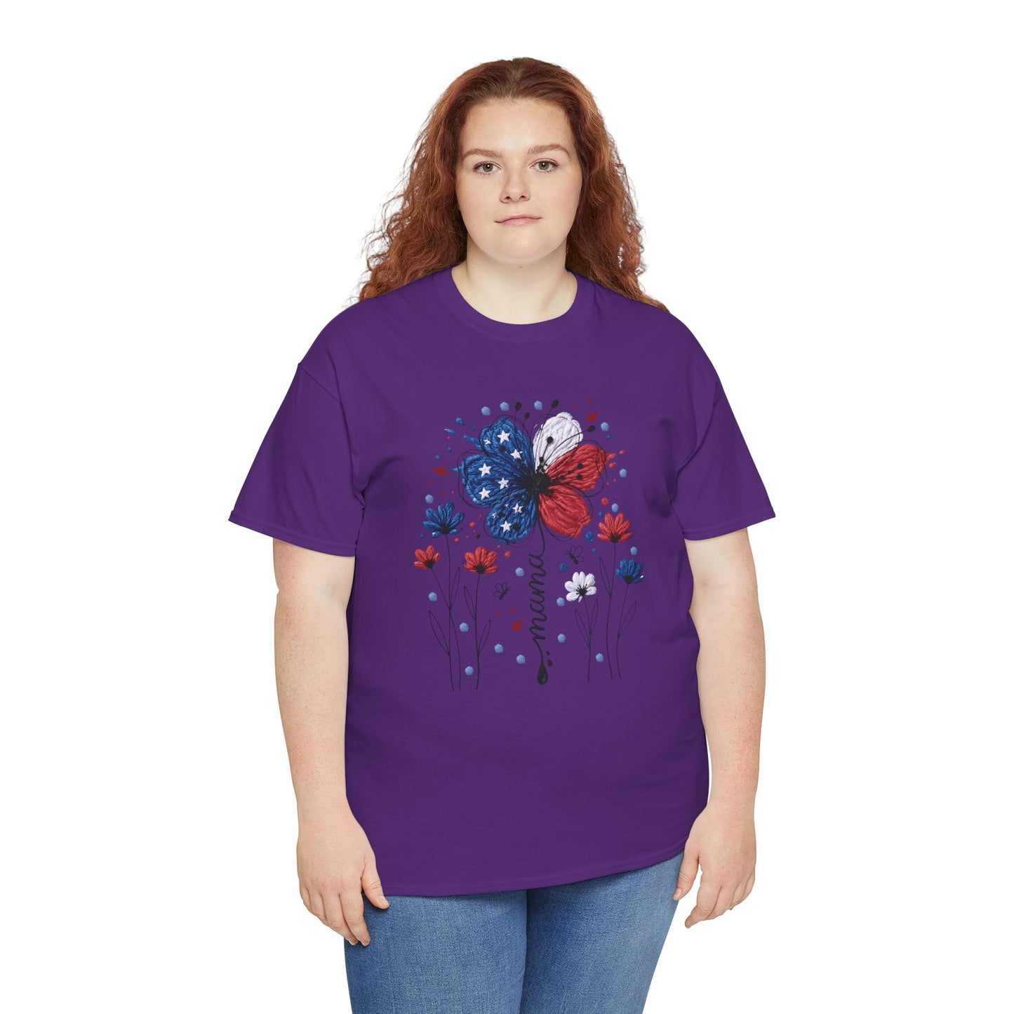 Patriotic Butterfly Floral Tee — Red, White & Blue Memorial Day / 4th of July T-Shirt