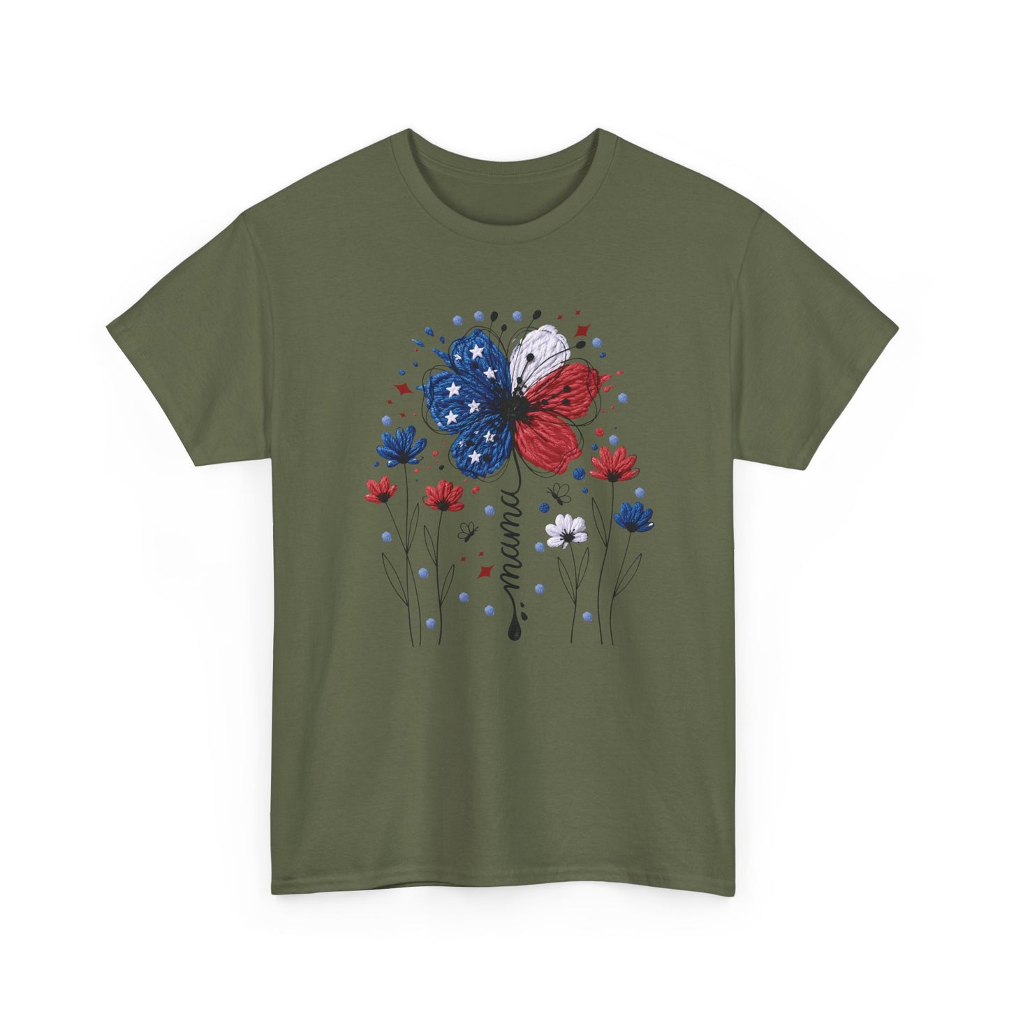 Patriotic Butterfly Floral Tee — Red, White & Blue Memorial Day / 4th of July T-Shirt