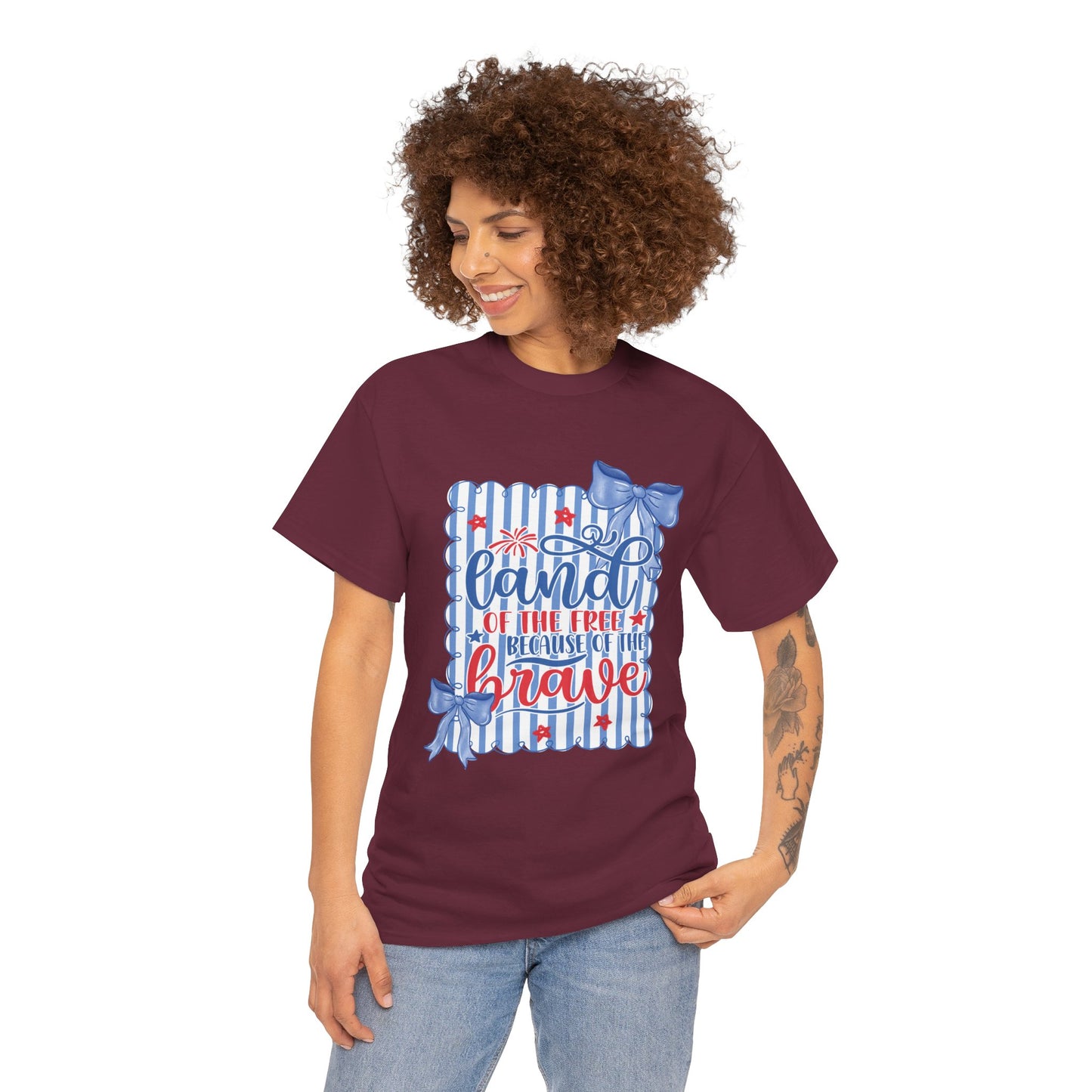 Land of the Free Tee — Patriotic Blue Ribbon Family Shirt