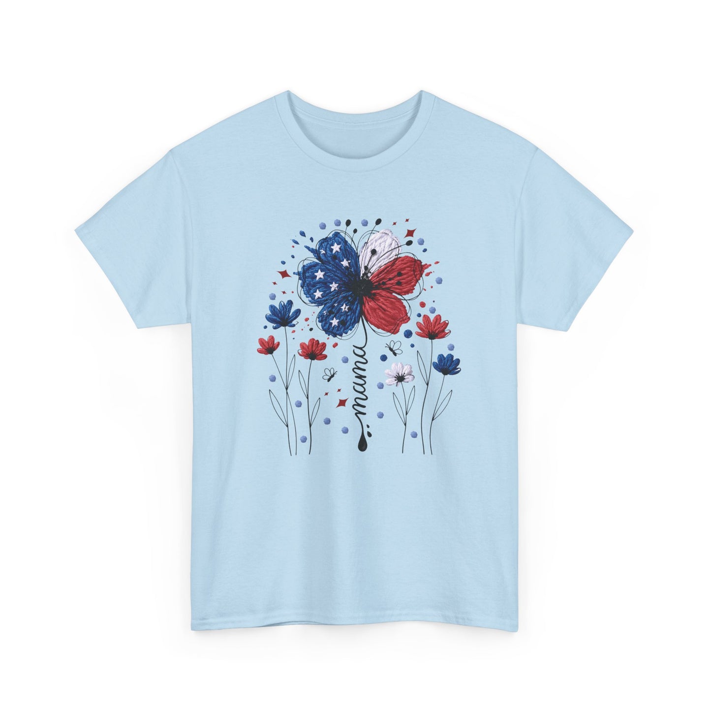 Patriotic Butterfly Floral Tee — Red, White & Blue Memorial Day / 4th of July T-Shirt