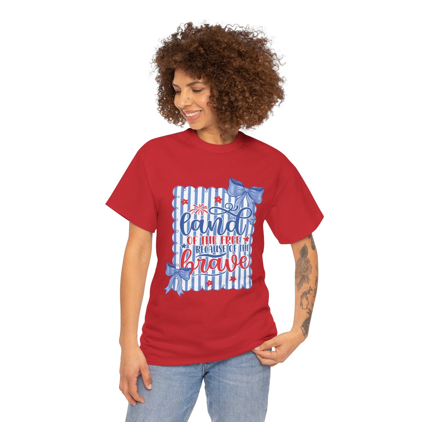 Land of the Free Tee — Patriotic Blue Ribbon Family Shirt