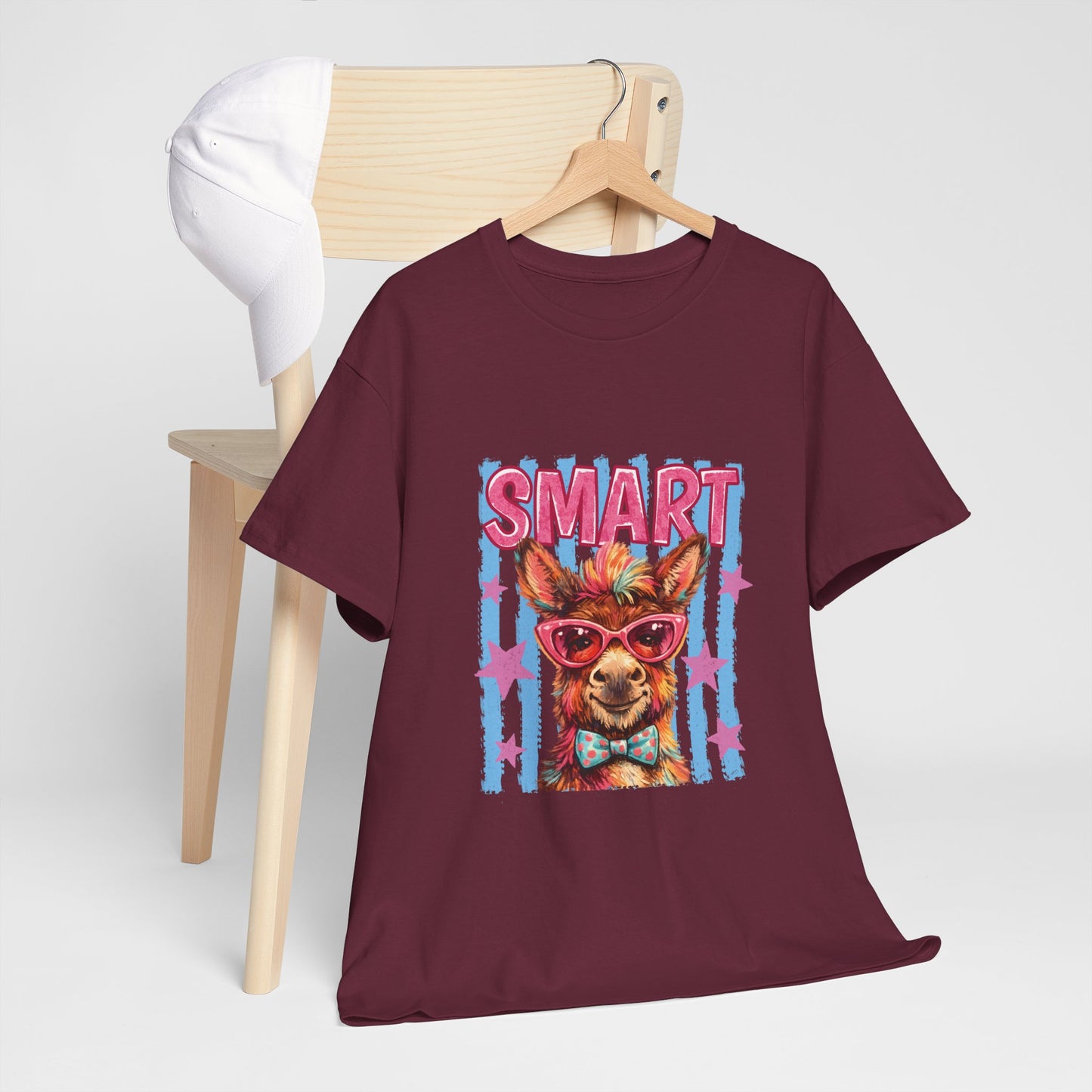 Smart Donkey Graphic Tee - Funny Nerdy Animal T-Shirt with 'SMART' Design
