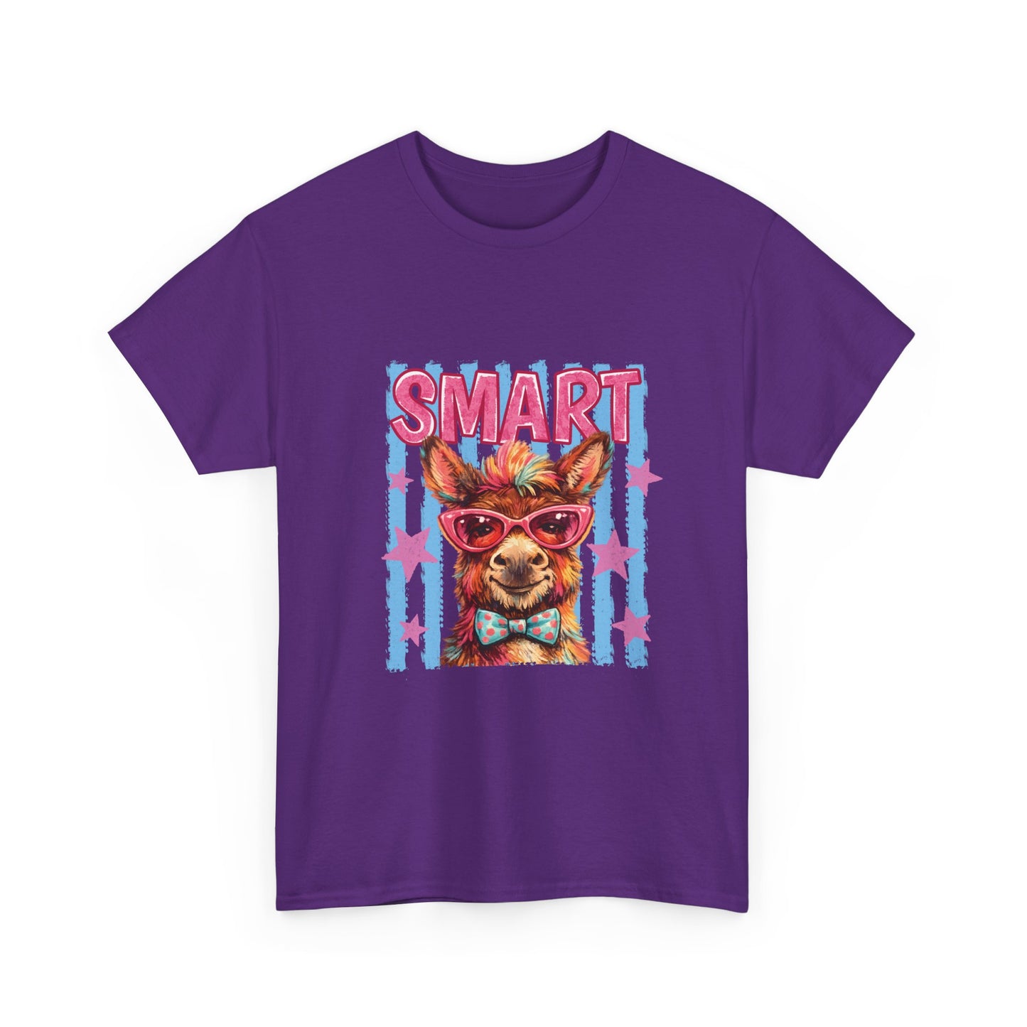Smart Donkey Graphic Tee - Funny Nerdy Animal T-Shirt with 'SMART' Design