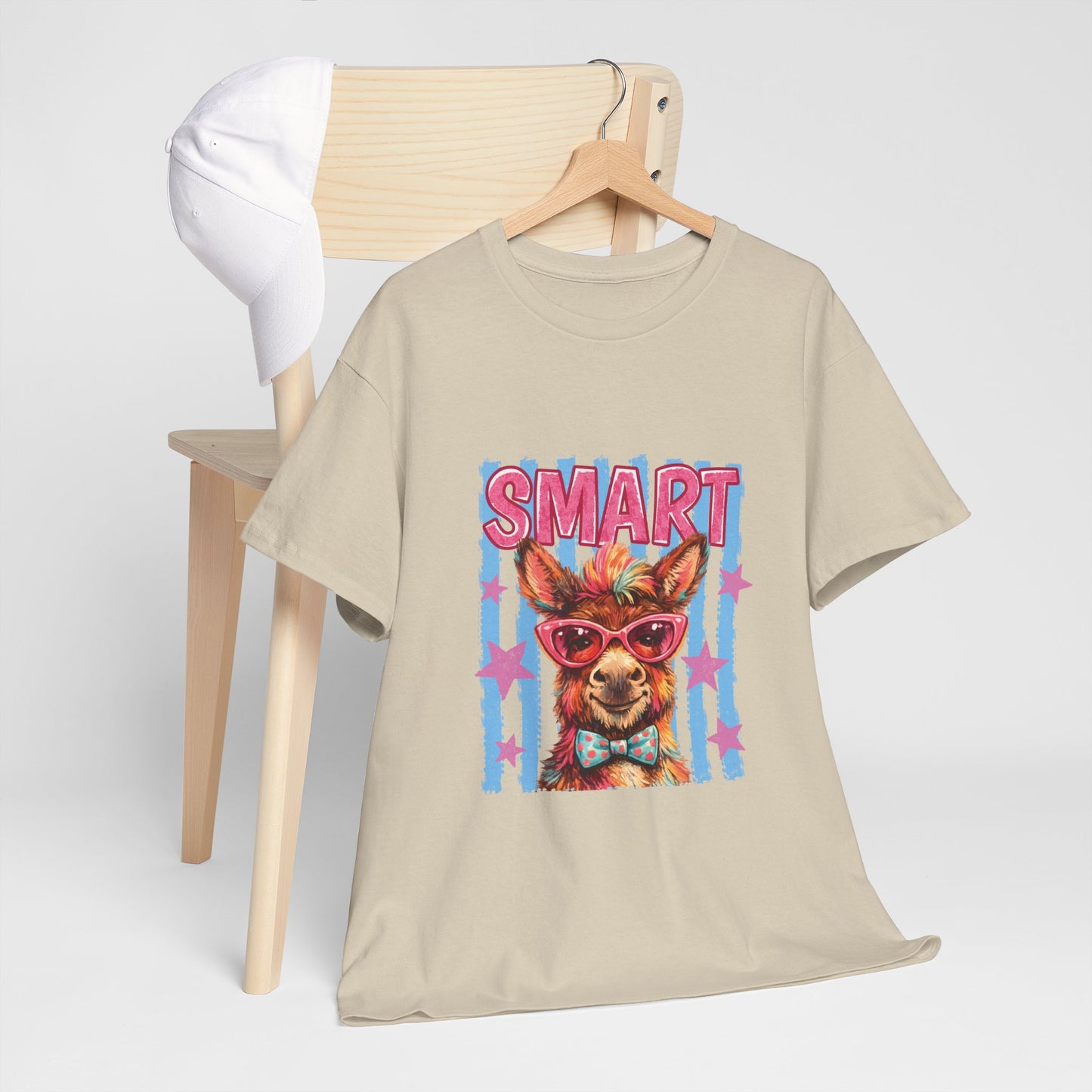 Smart Donkey Graphic Tee - Funny Nerdy Animal T-Shirt with 'SMART' Design