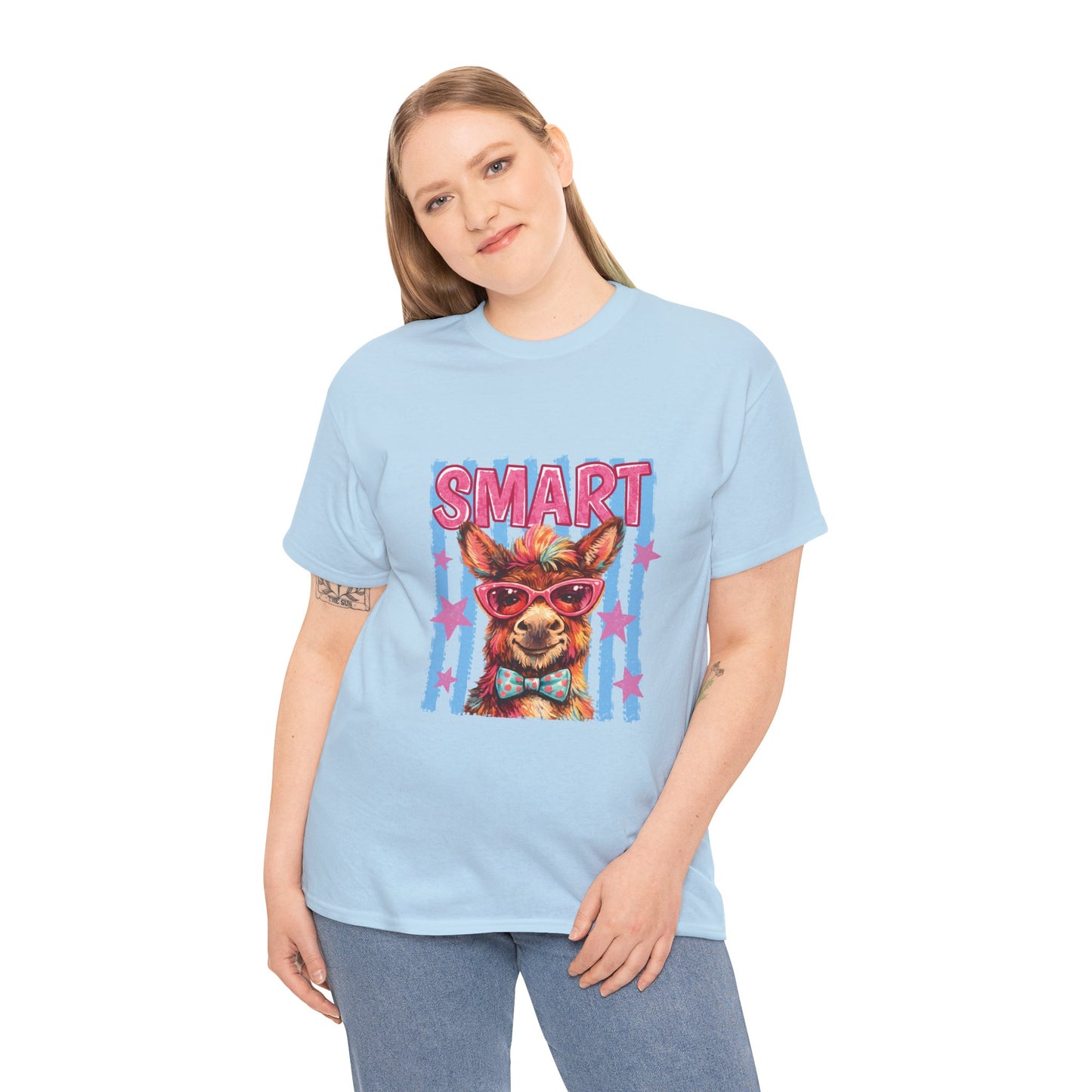 Smart Donkey Graphic Tee - Funny Nerdy Animal T-Shirt with 'SMART' Design