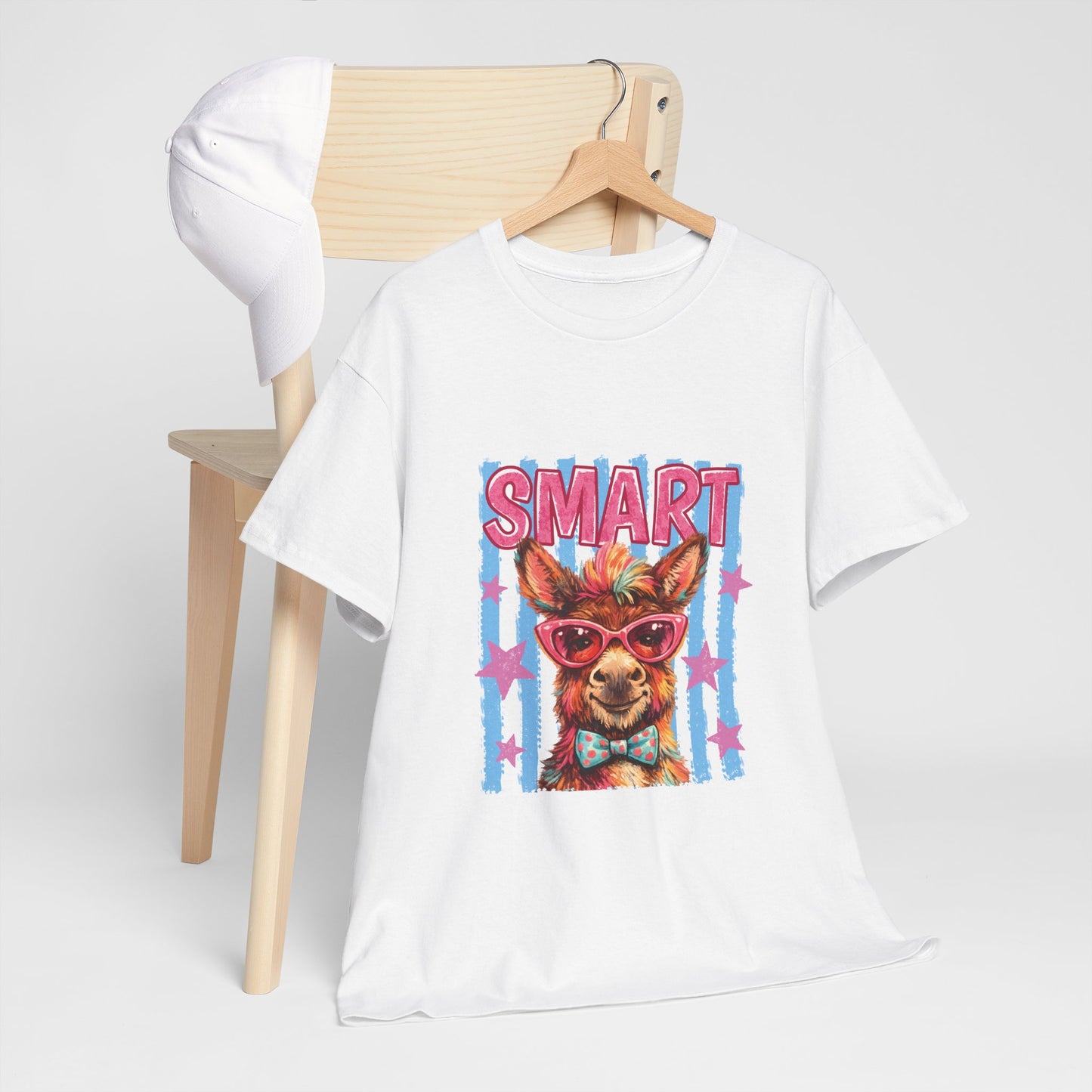 Smart Donkey Graphic Tee - Funny Nerdy Animal T-Shirt with 'SMART' Design