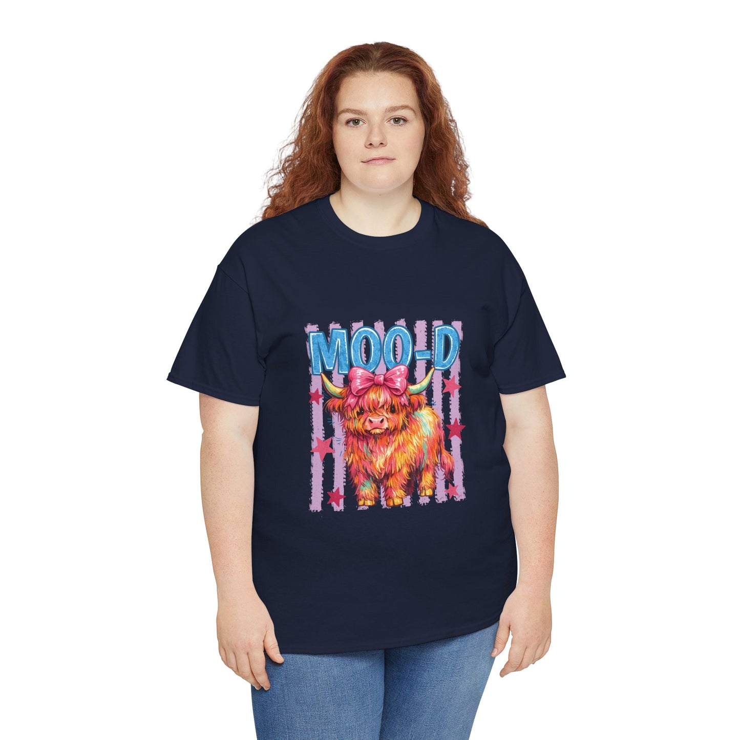 Graphic Tee — Colorful Highland Cow “Moo’d” Cute Farm Animal Shirt