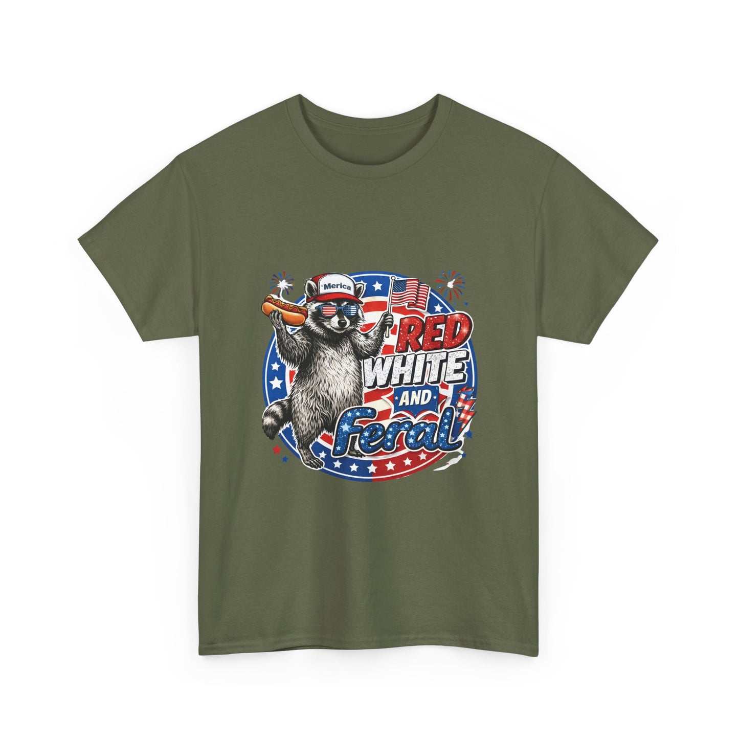 "Red White and Feral" Patriotic Raccoon Tee