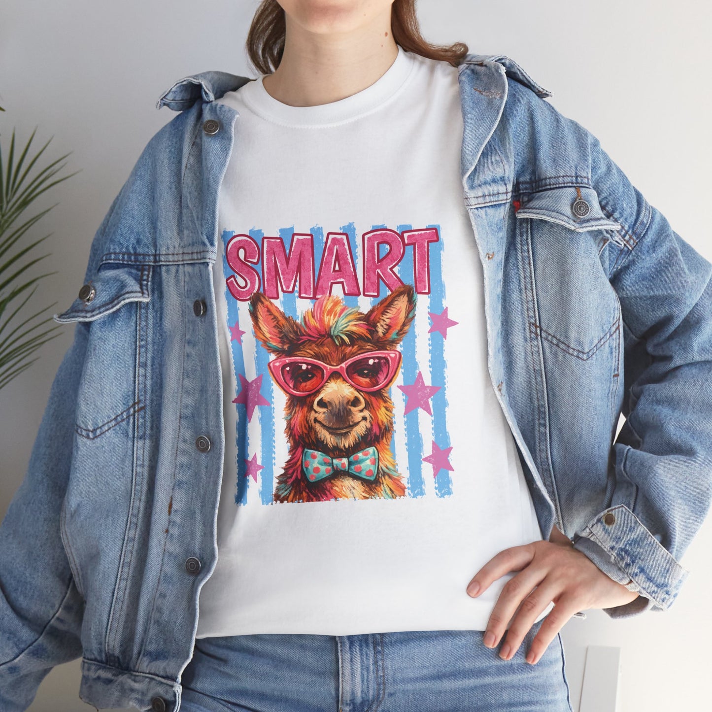 Smart Donkey Graphic Tee - Funny Nerdy Animal T-Shirt with 'SMART' Design