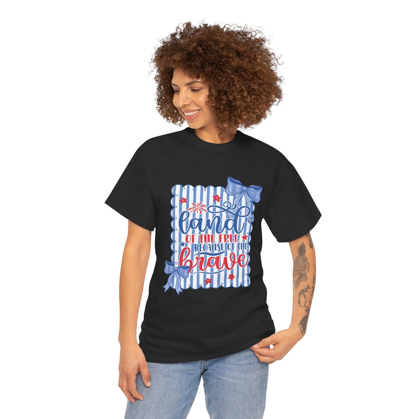 Land of the Free Tee — Patriotic Blue Ribbon Family Shirt