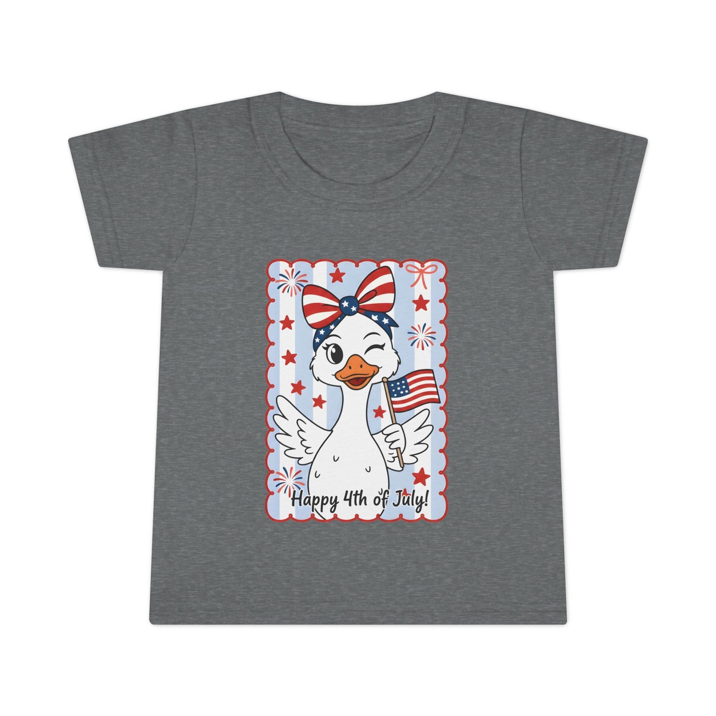 Toddler T-Shirt — Patriotic Duck "Happy 4th of July" Kids Tee