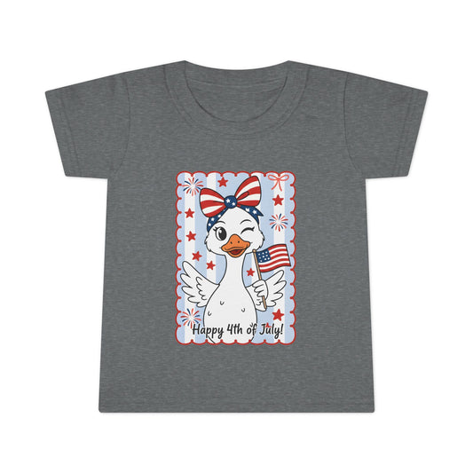 Toddler T-Shirt — Patriotic Duck "Happy 4th of July" Kids Tee