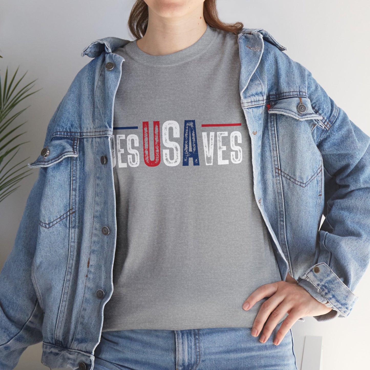 Jesus Saves T-Shirt — Patriotic Red White Blue Christian Tee