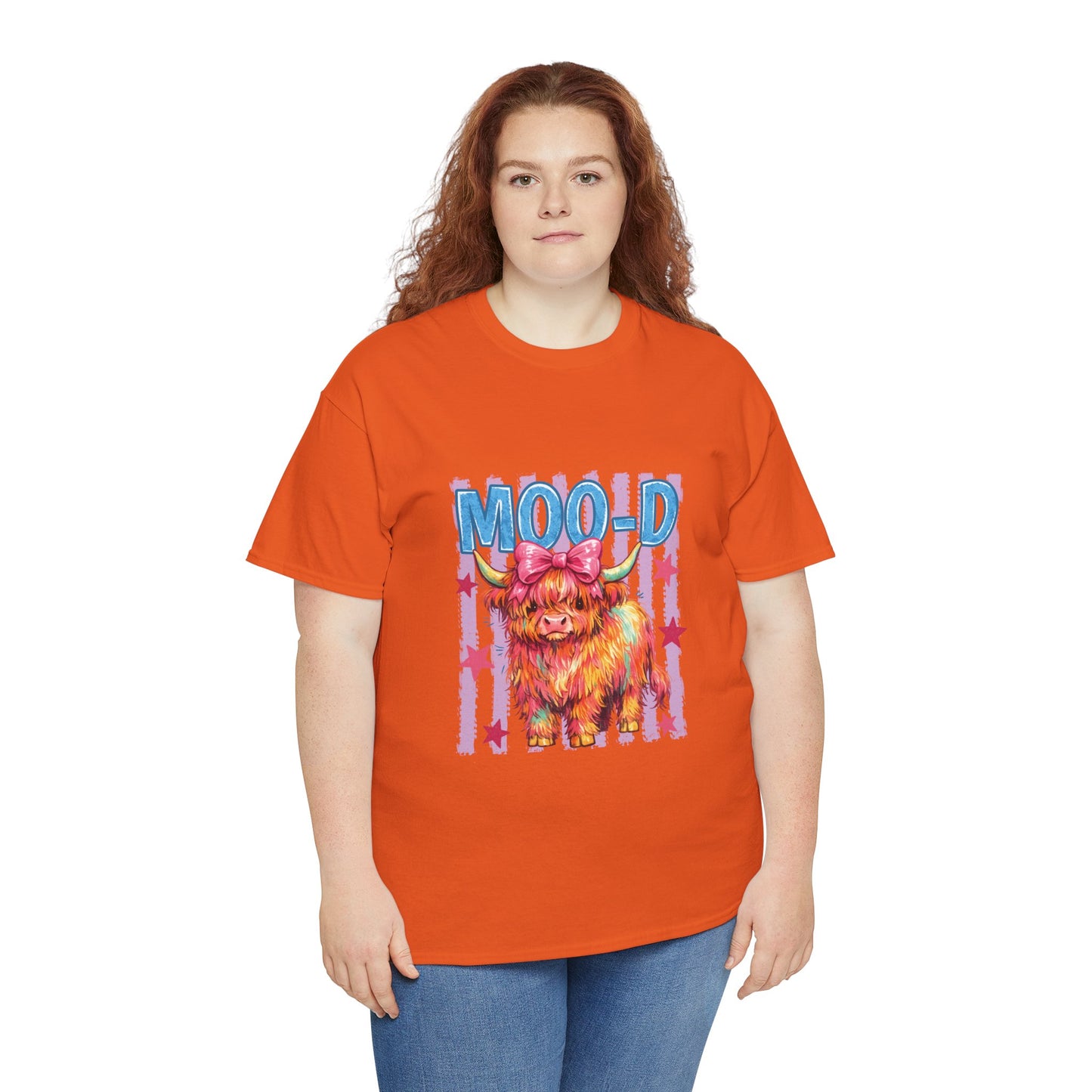 Graphic Tee — Colorful Highland Cow “Moo’d” Cute Farm Animal Shirt