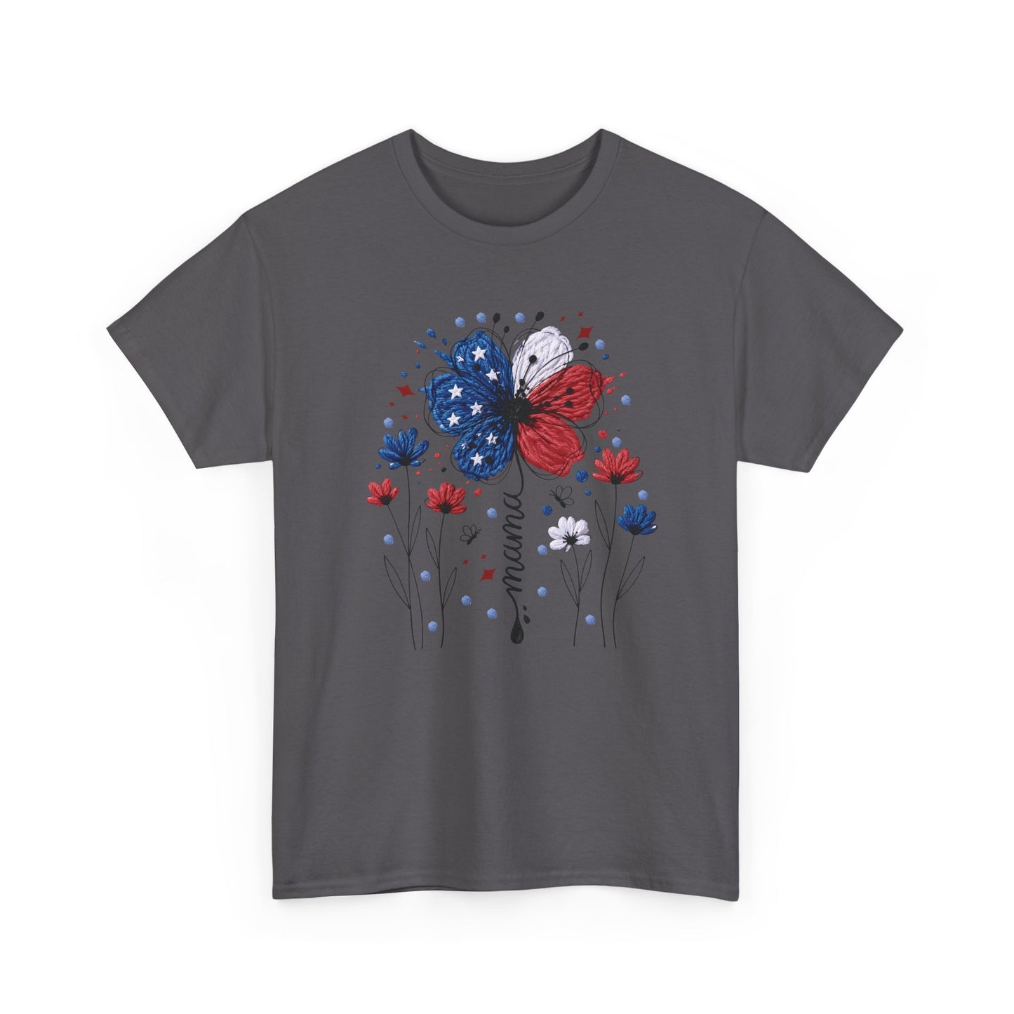 Patriotic Butterfly Floral Tee — Red, White & Blue Memorial Day / 4th of July T-Shirt