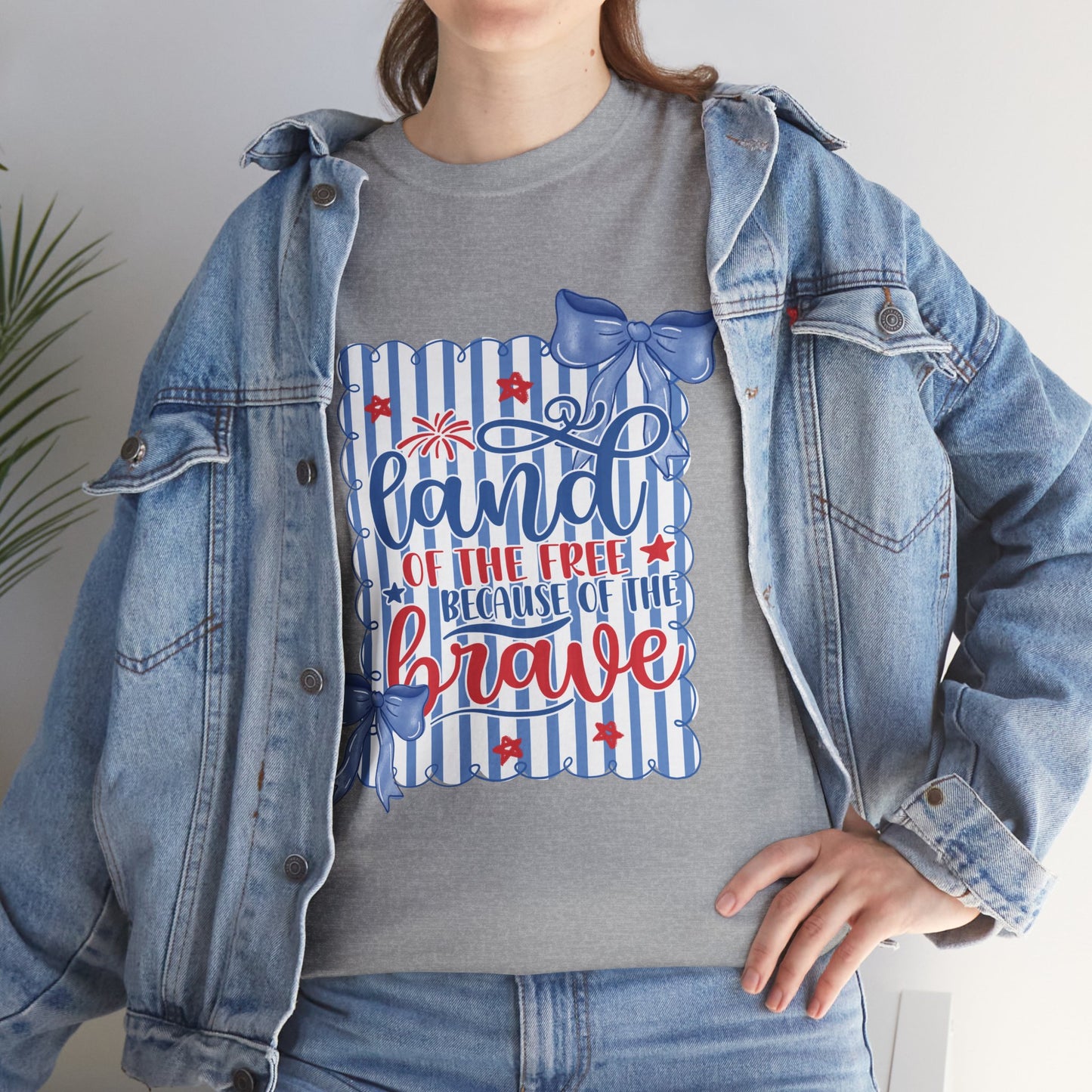 Land of the Free Tee — Patriotic Blue Ribbon Family Shirt