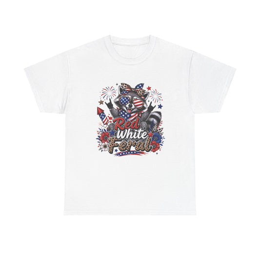 Patriotic Raccoon 'Red White & Feral' T-Shirt