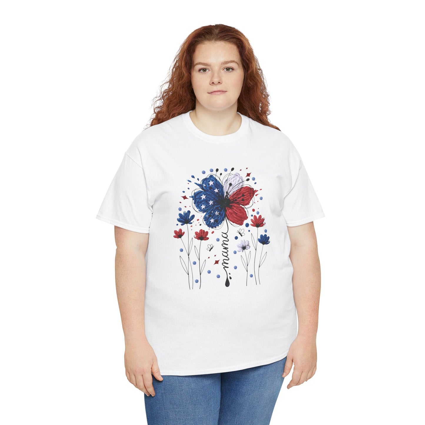 Patriotic Butterfly Floral Tee — Red, White & Blue Memorial Day / 4th of July T-Shirt