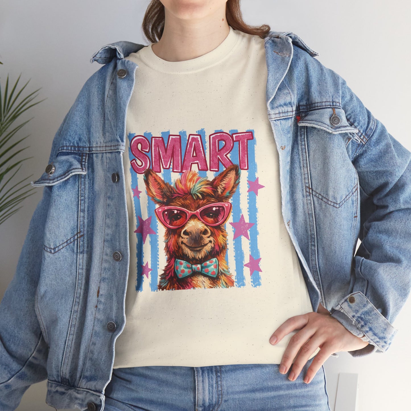Smart Donkey Graphic Tee - Funny Nerdy Animal T-Shirt with 'SMART' Design