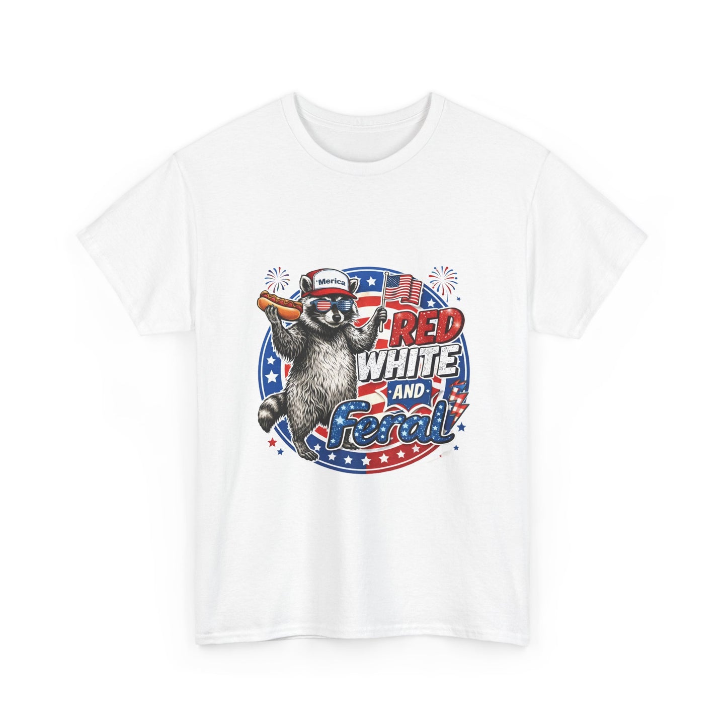 "Red White and Feral" Patriotic Raccoon Tee