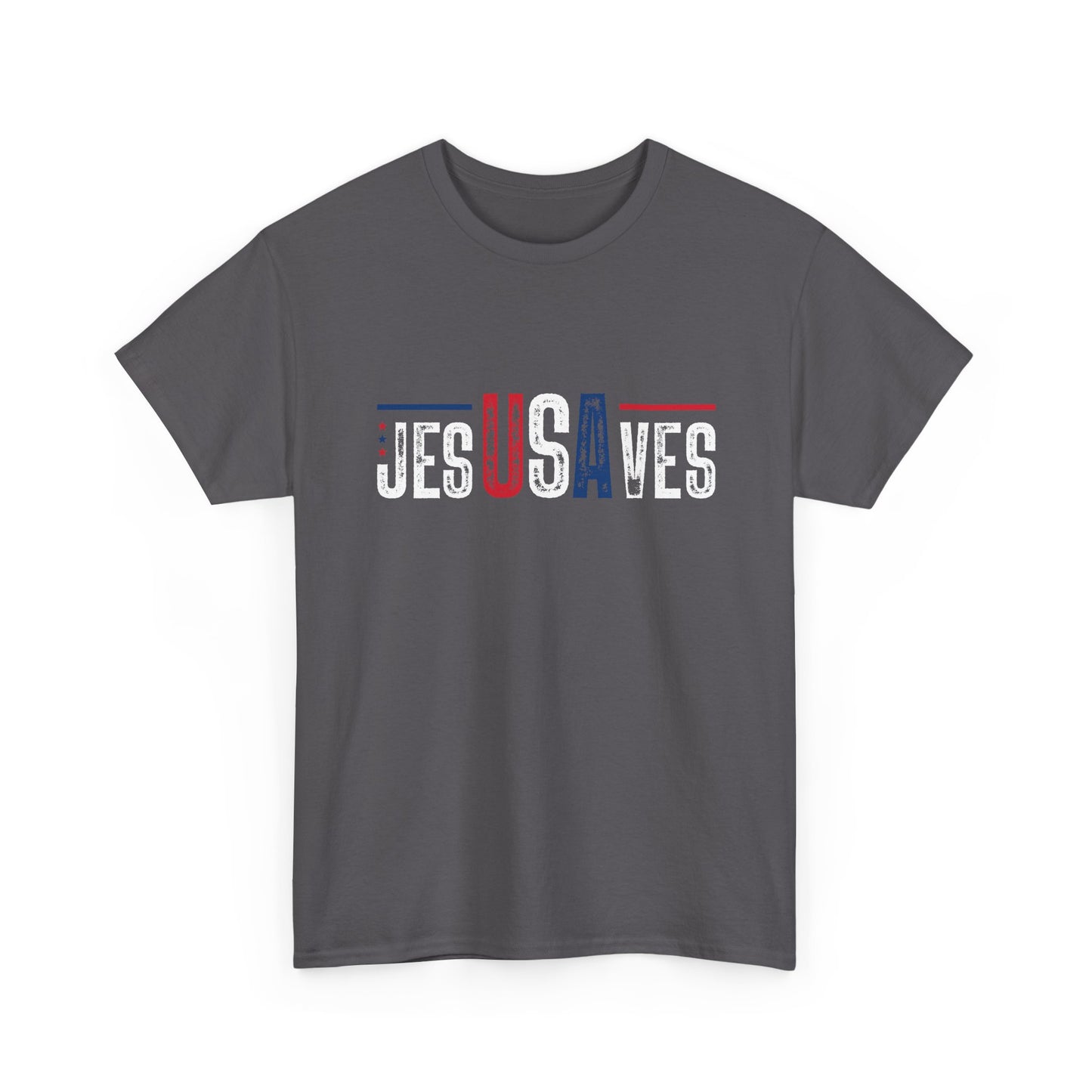 Jesus Saves T-Shirt — Patriotic Red White Blue Christian Tee