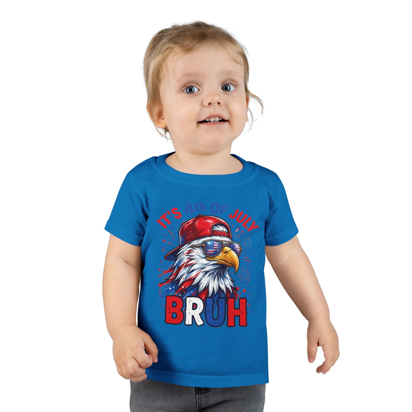 Toddler T-Shirt — "It's 4th of July BRUH" Patriotic Bald Eagle Tee