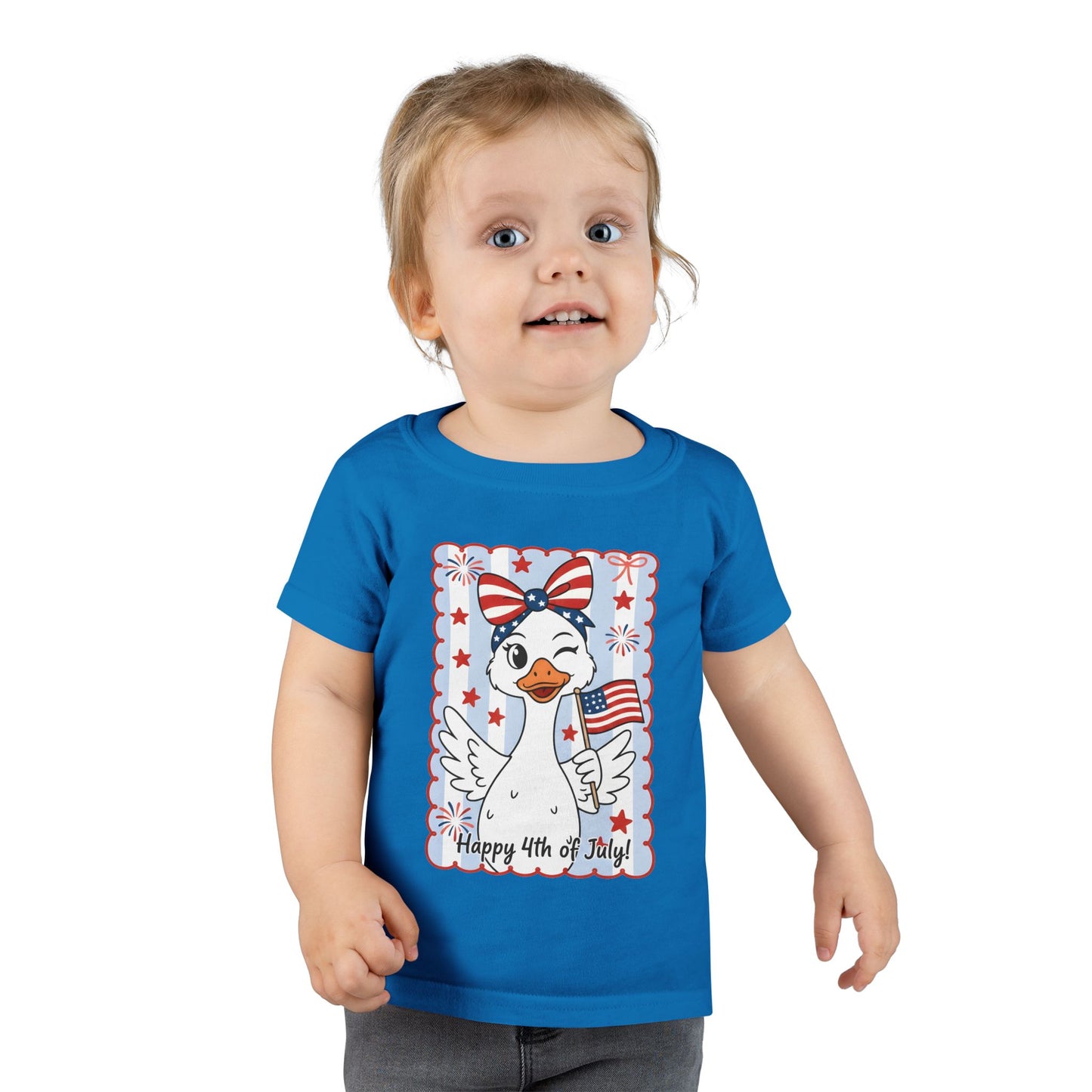 Toddler T-Shirt — Patriotic Duck "Happy 4th of July" Kids Tee
