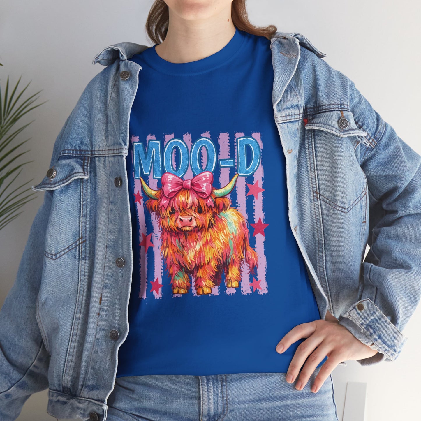 Graphic Tee — Colorful Highland Cow “Moo’d” Cute Farm Animal Shirt