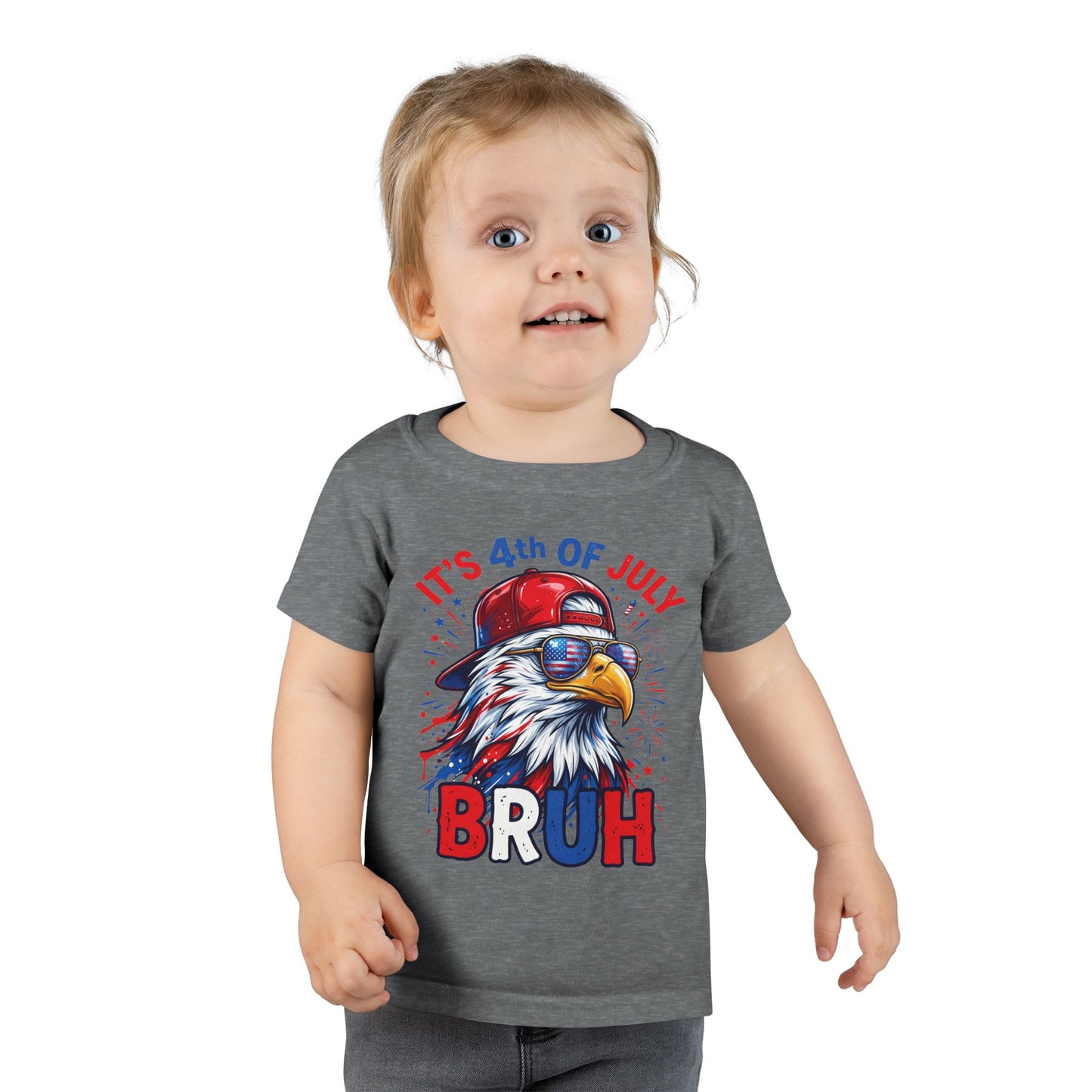 Toddler T-Shirt — "It's 4th of July BRUH" Patriotic Bald Eagle Tee