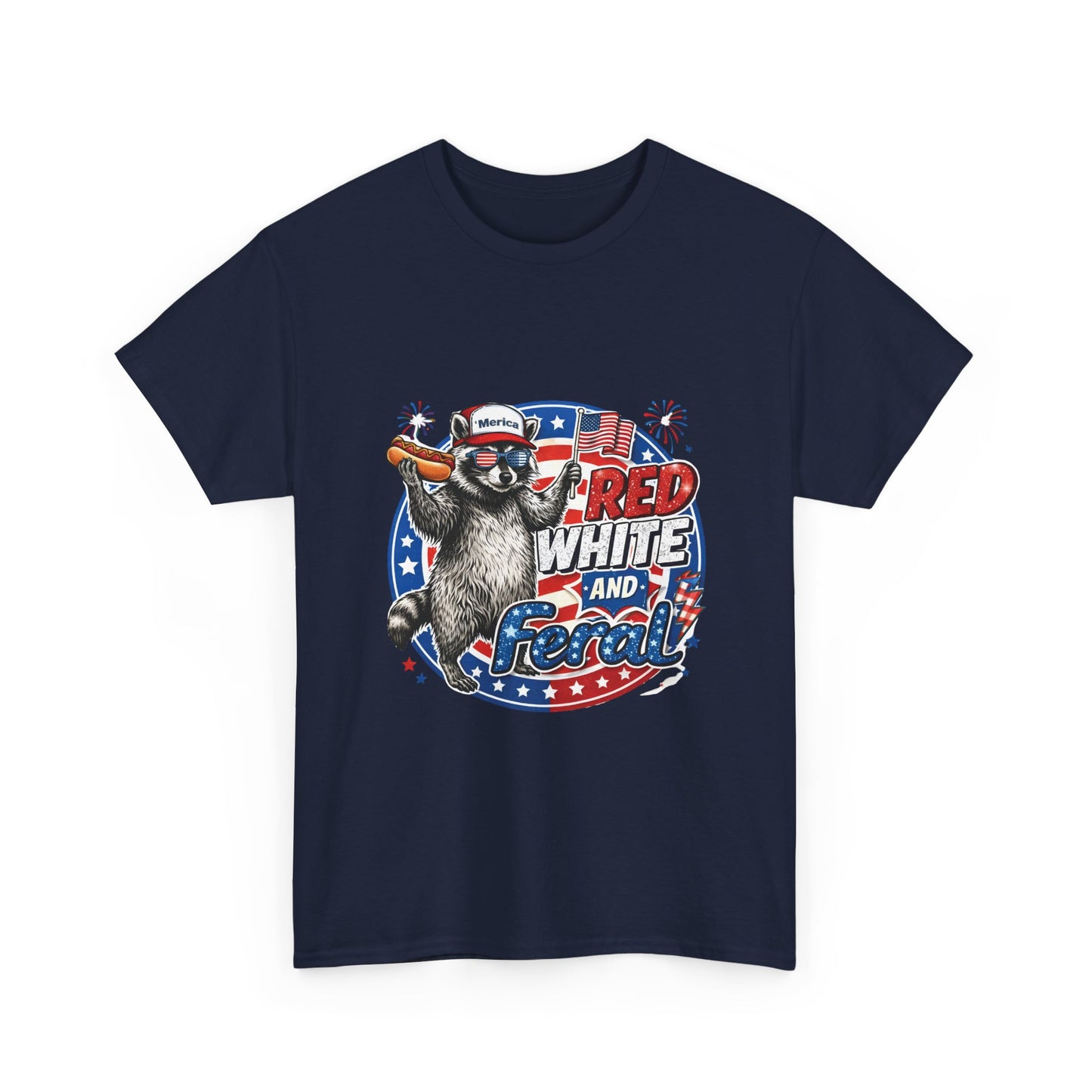 "Red White and Feral" Patriotic Raccoon Tee
