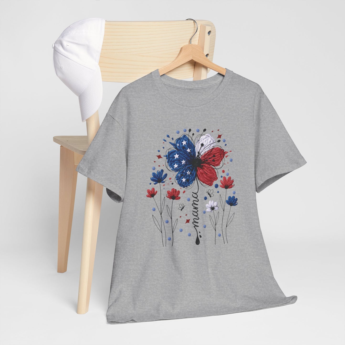 Patriotic Butterfly Floral Tee — Red, White & Blue Memorial Day / 4th of July T-Shirt