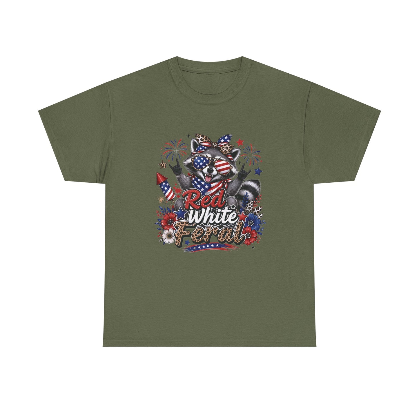 Patriotic Raccoon 'Red White & Feral' T-Shirt