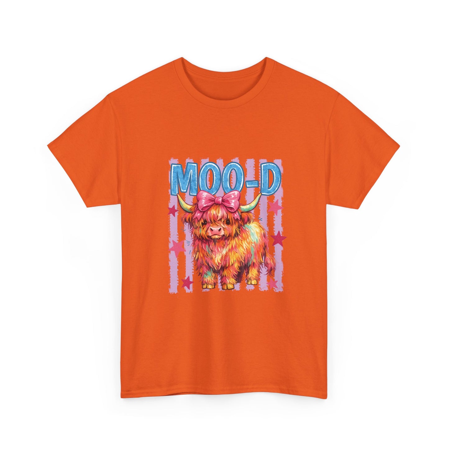 Graphic Tee — Colorful Highland Cow “Moo’d” Cute Farm Animal Shirt