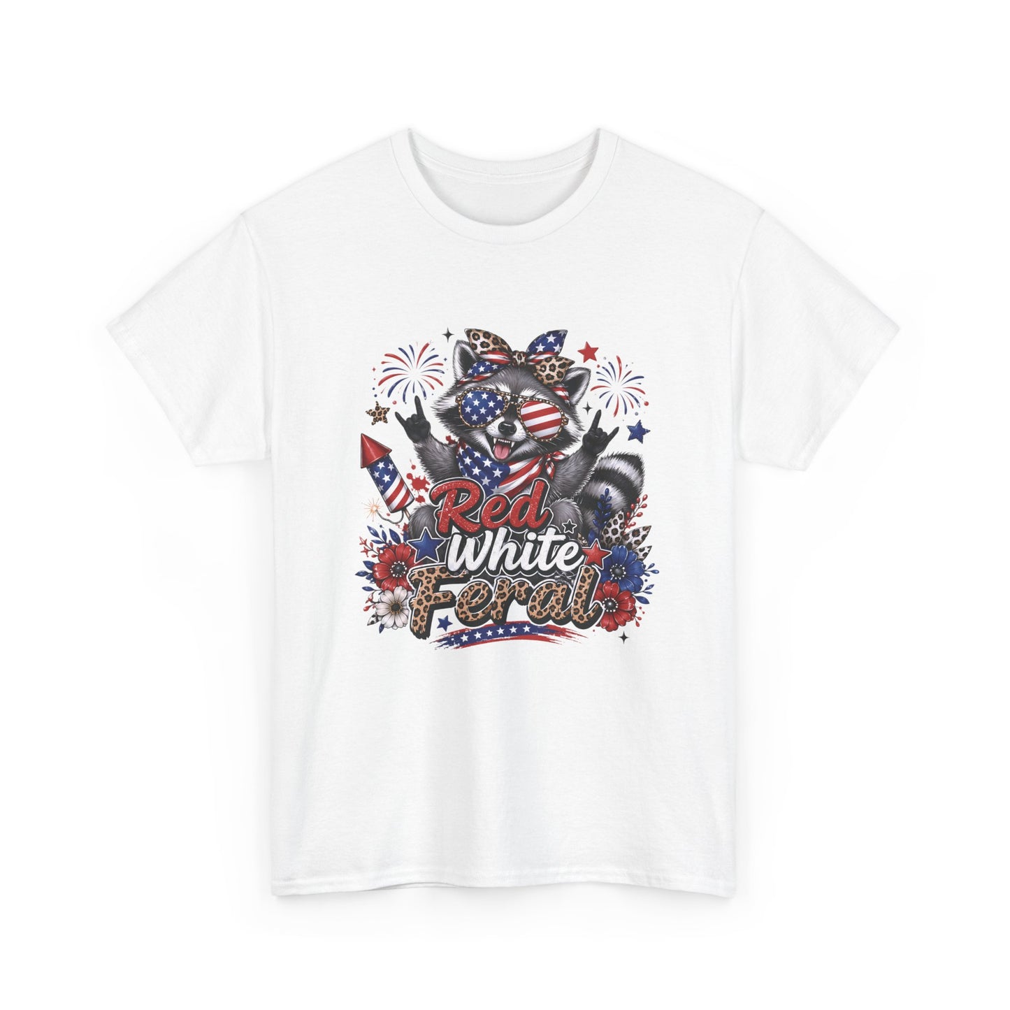 Patriotic Raccoon 'Red White & Feral' T-Shirt