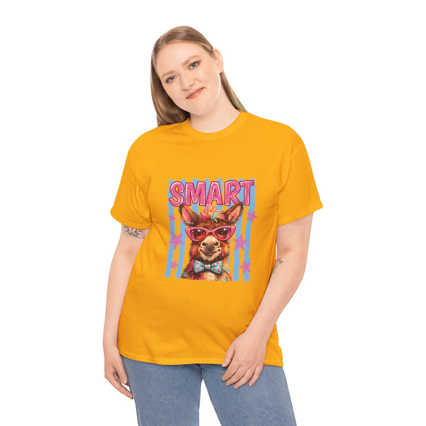 Smart Donkey Graphic Tee - Funny Nerdy Animal T-Shirt with 'SMART' Design