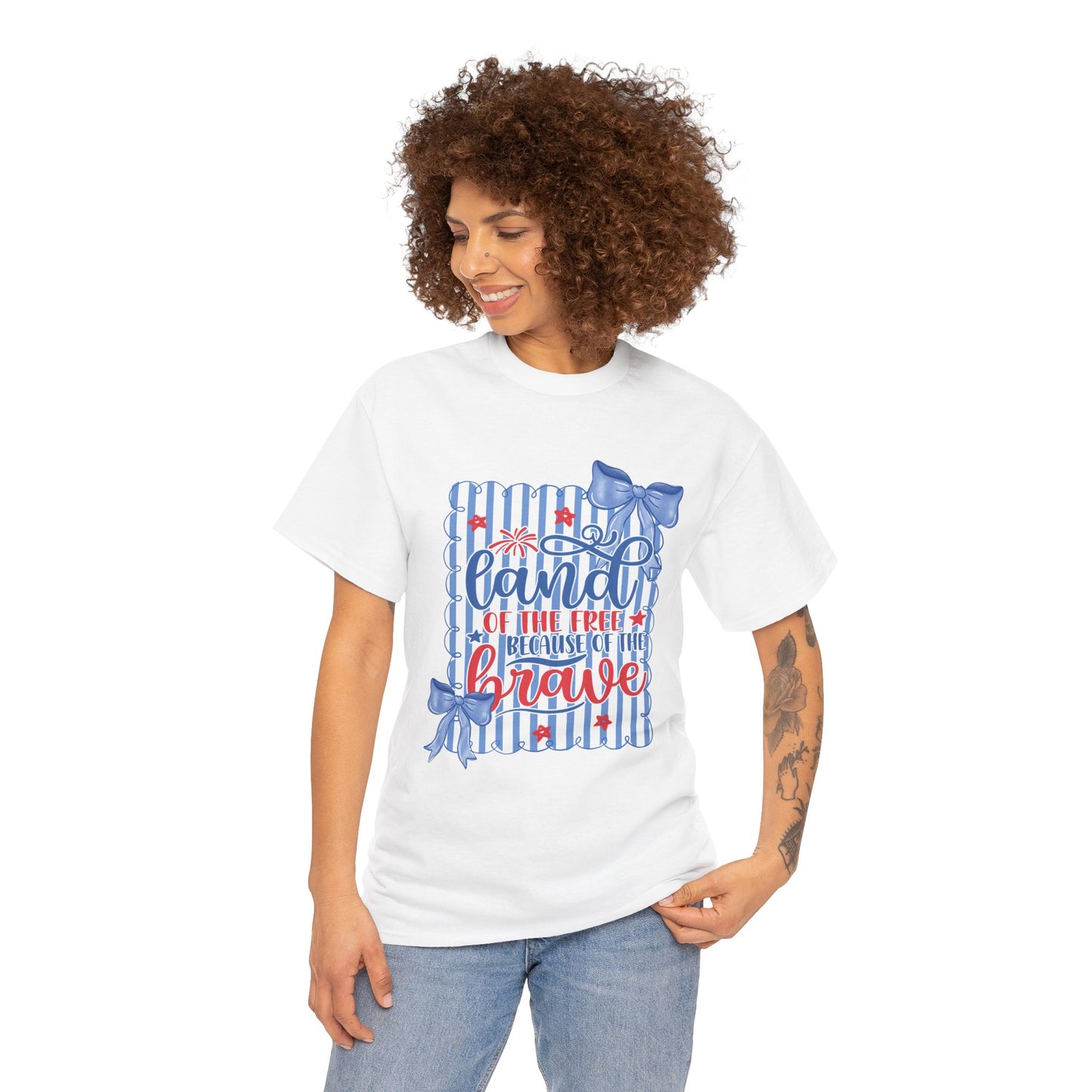 Land of the Free Tee — Patriotic Blue Ribbon Family Shirt