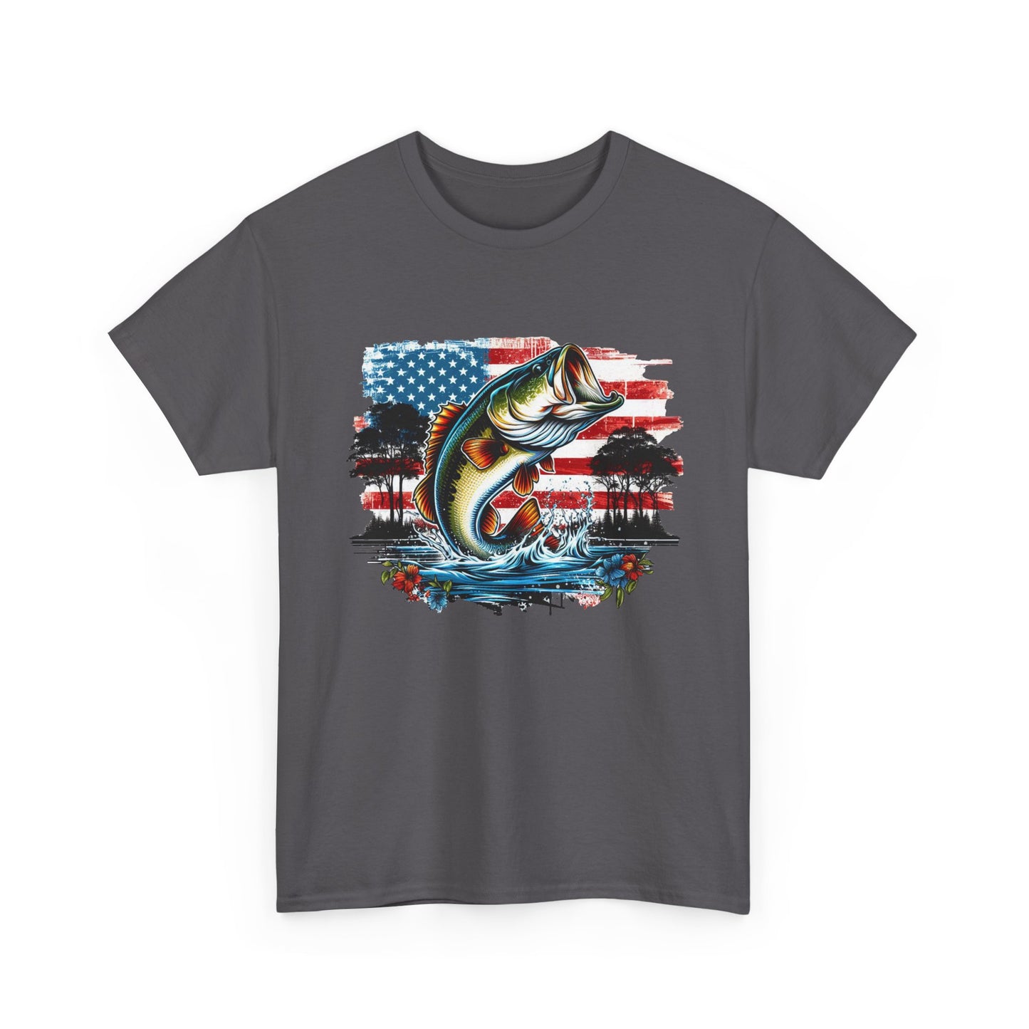 Fishing Largemouth Bass Tee — American Flag Outdoors Fishing Shirt